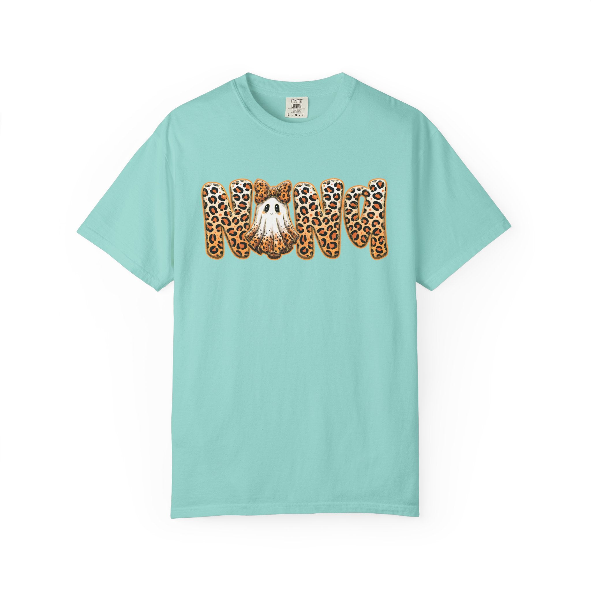 Leopard T-Shirt — 'Nana' Script with Paw & Leopard Print