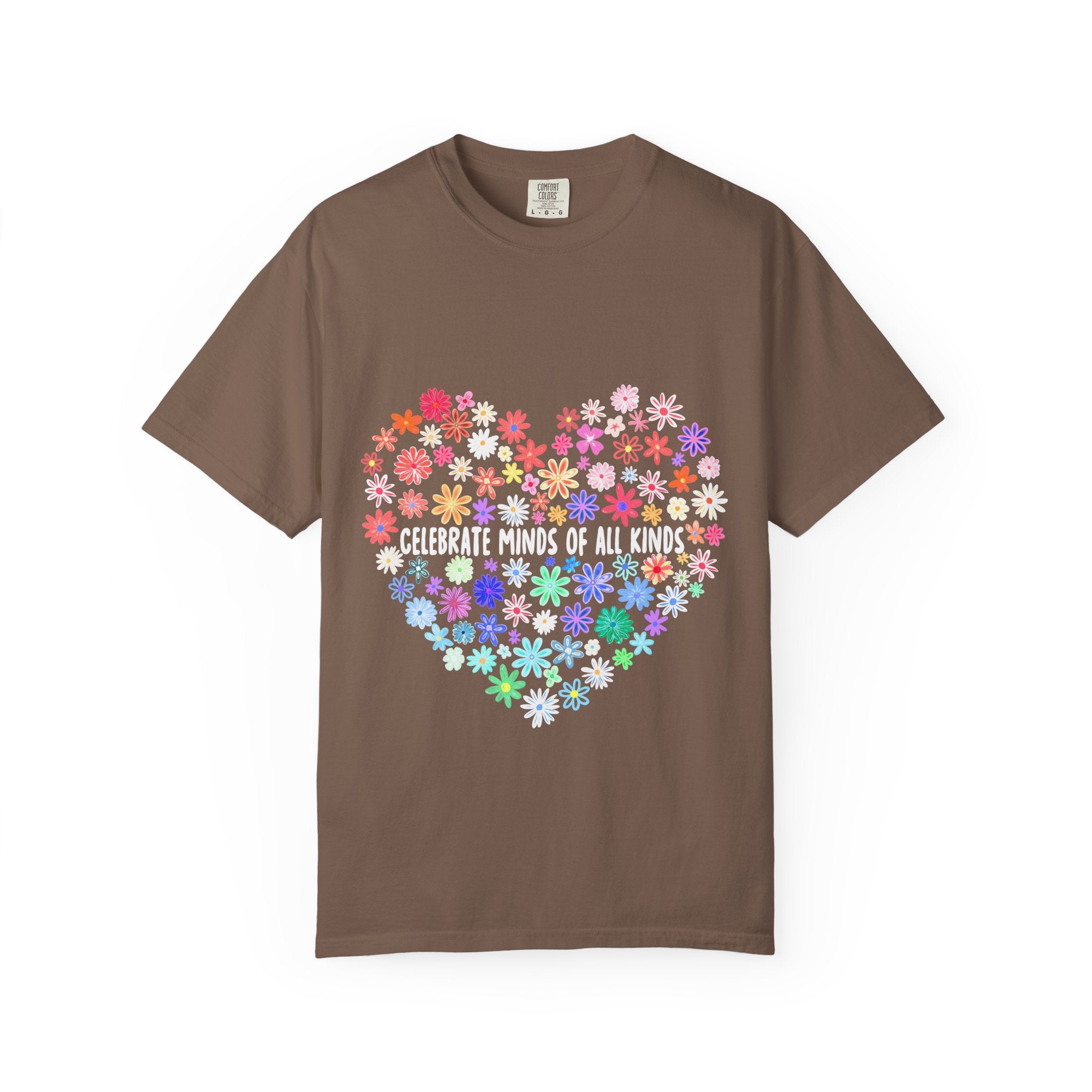T-Shirt — "Celebrate Minds of All Kinds" Floral Heart Autism Awareness Tee