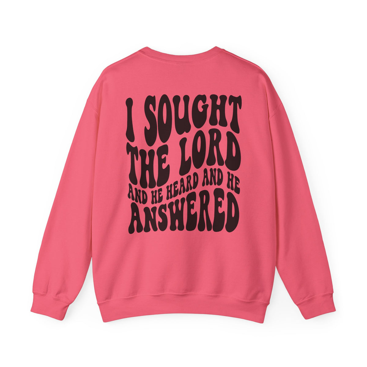 Christian Crewneck Sweatshirt — "I Sought The Lord and He Answered" Graphic