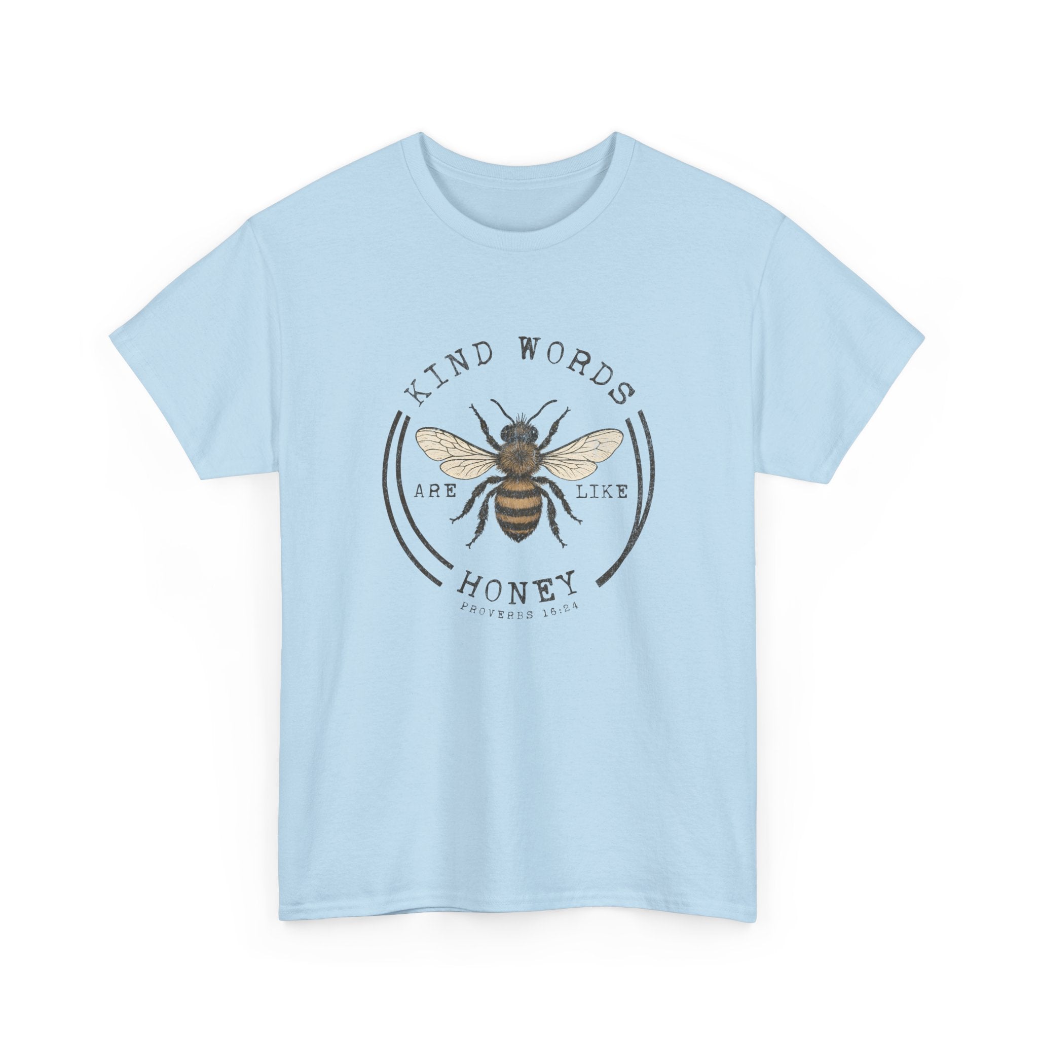 Bee Graphic Tee — "Kind Words Are Like Honey" Vintage Botanical Shirt