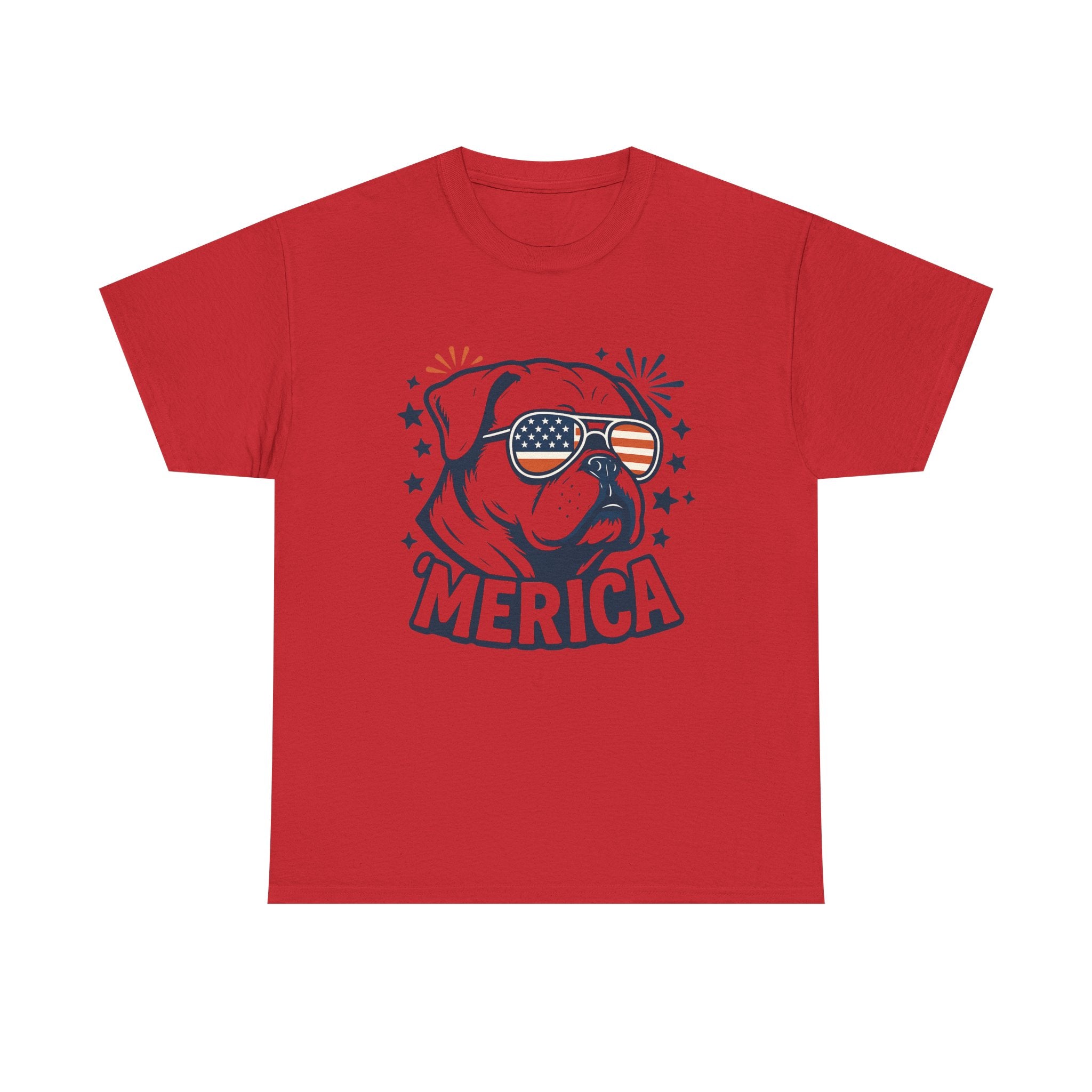 Patriotic Bulldog Tee — 'Merica USA Flag Sunglasses 4th of July T-Shirt