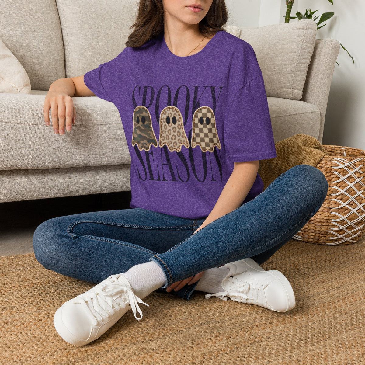 Spooky Season Tee — Leopard, Camo & Checker Ghosts Halloween T-Shirt