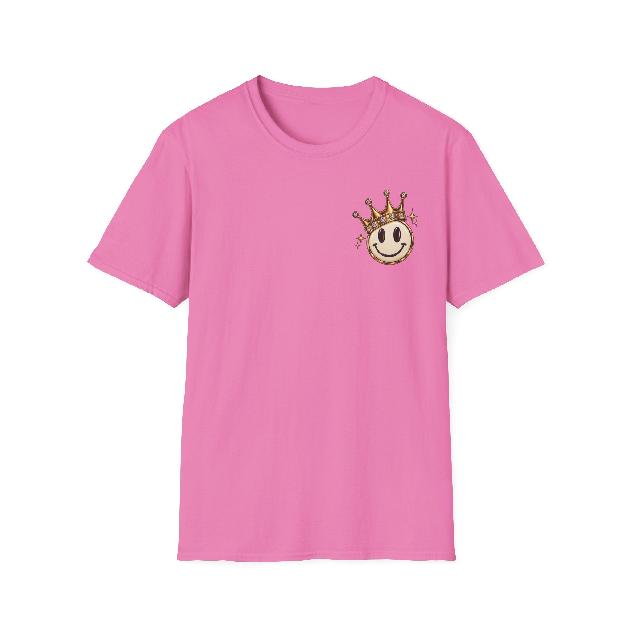 Crowned Smile Emoji T-Shirt — Cute Gold Crown Graphic Tee