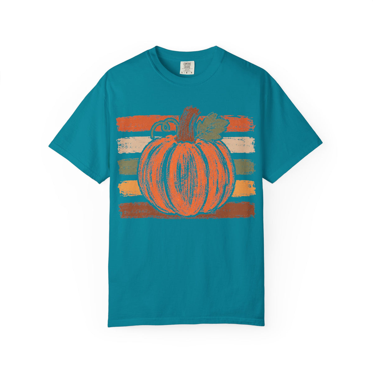 Pumpkin Retro Stripe T-Shirt — Vintage Fall Pumpkin Tee