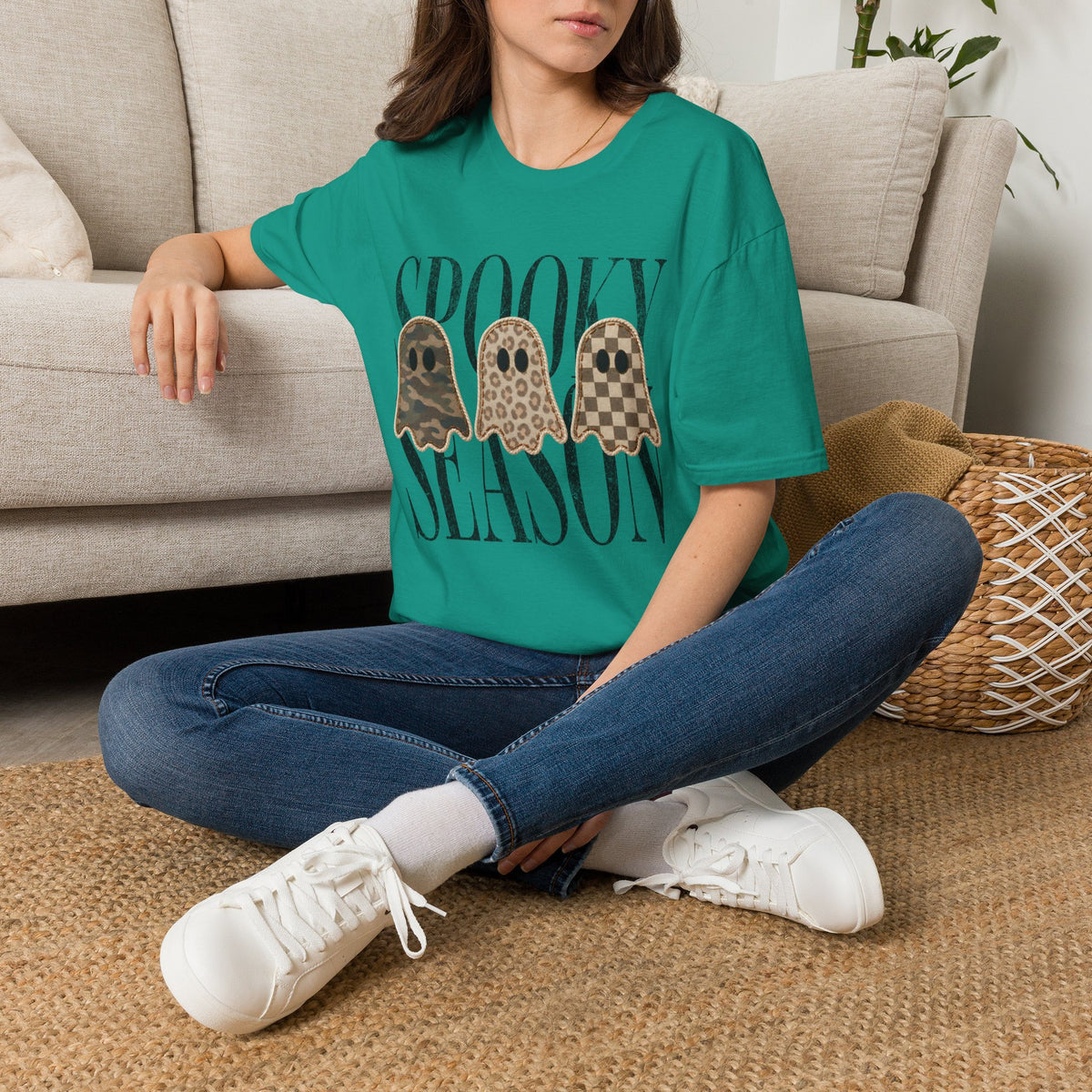 Spooky Season Tee — Leopard, Camo & Checker Ghosts Halloween T-Shirt