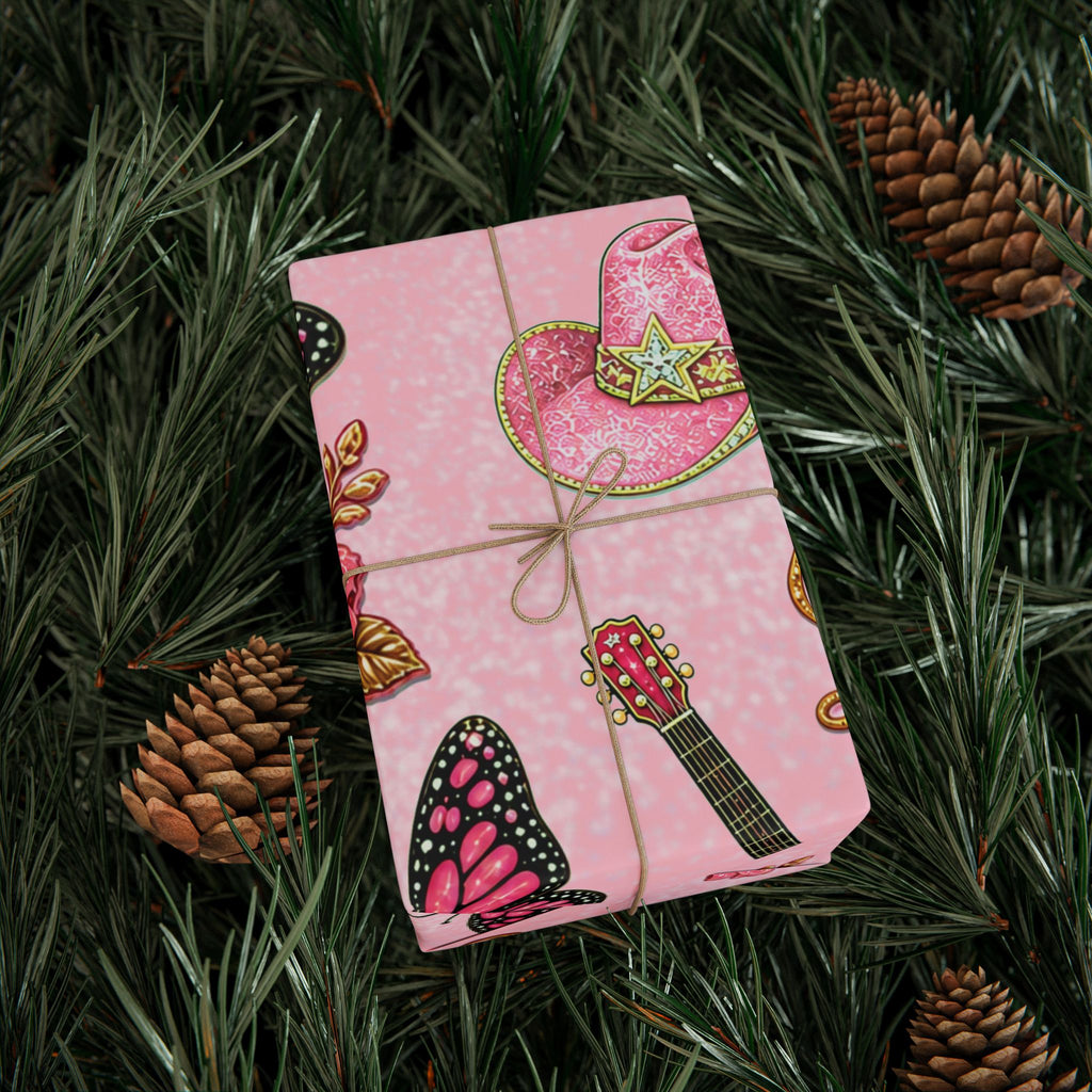 Dolly Pink Butterfly Guitar Wrapping Paper