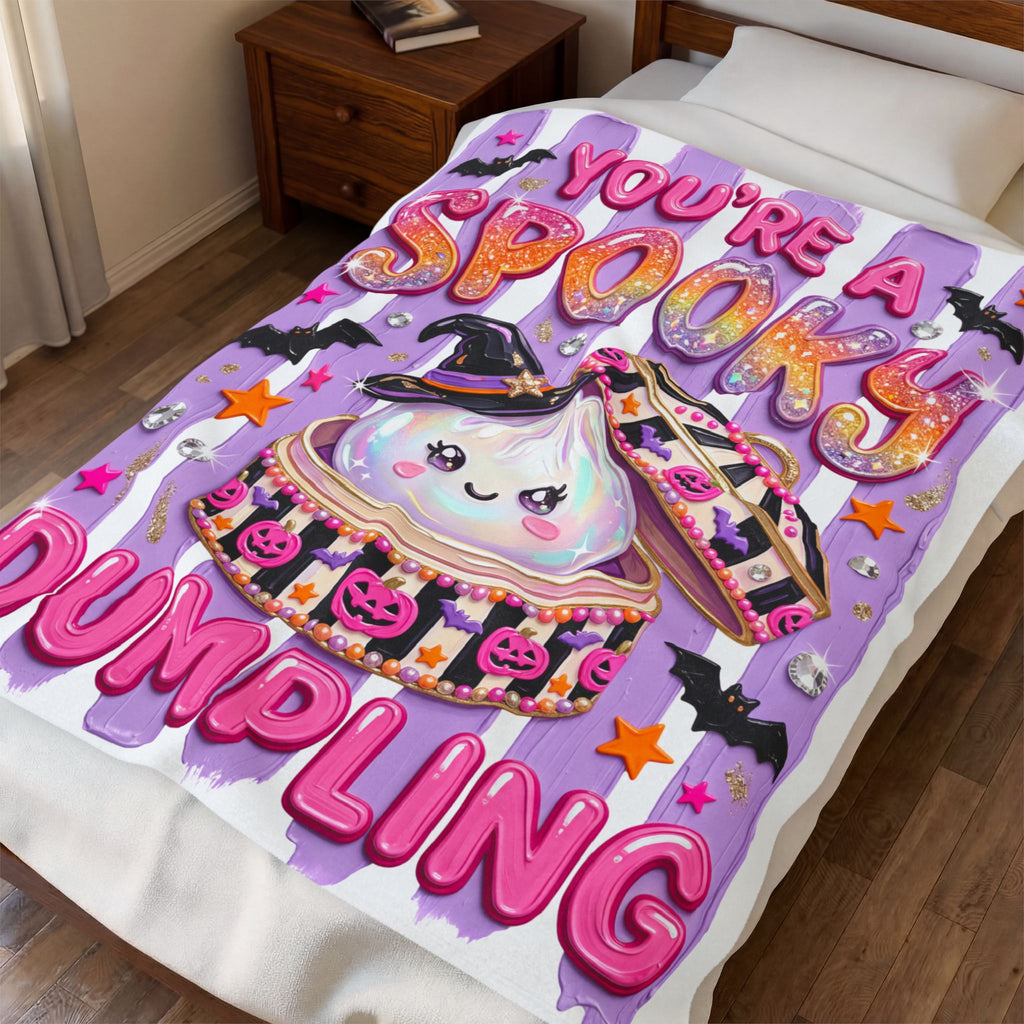 Halloween 'You're a Spooky Dumpling' Velveteen Plush Blanket