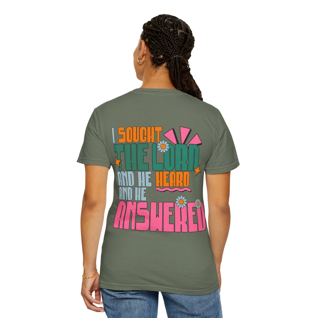 Faith Flower T‑Shirt — “I Sought The Lord And He Heard” Vintage Floral Tee
