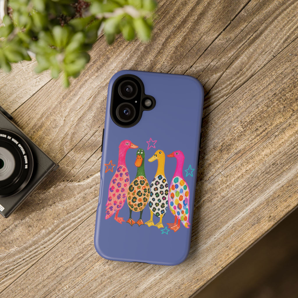 Colorful Duck Pattern Phone Case – Whimsical Rainbow Ducks Design