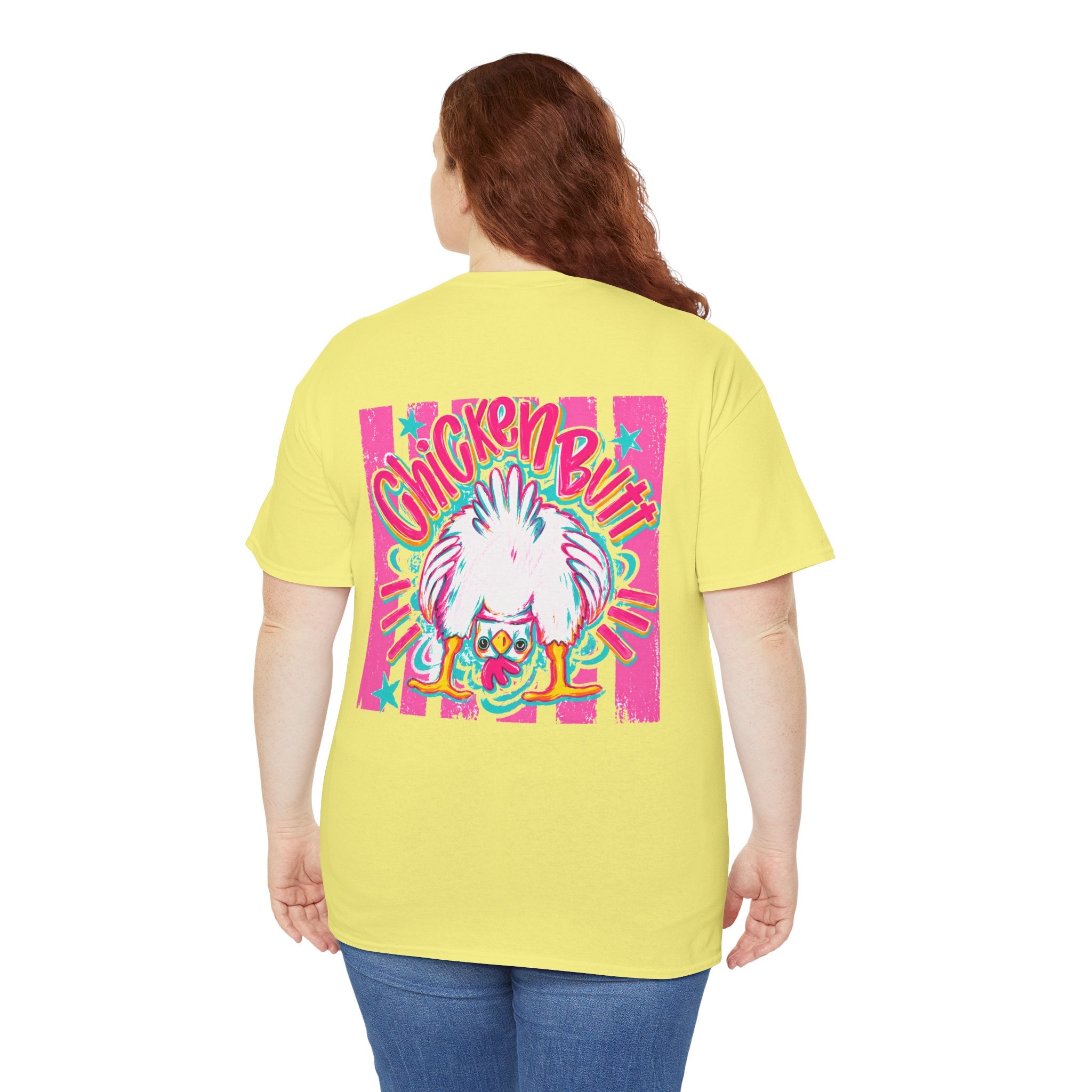Chicken Butt Graphic Tee — "Guess What? Chicken Butt" Funny Retro Pink Shirt