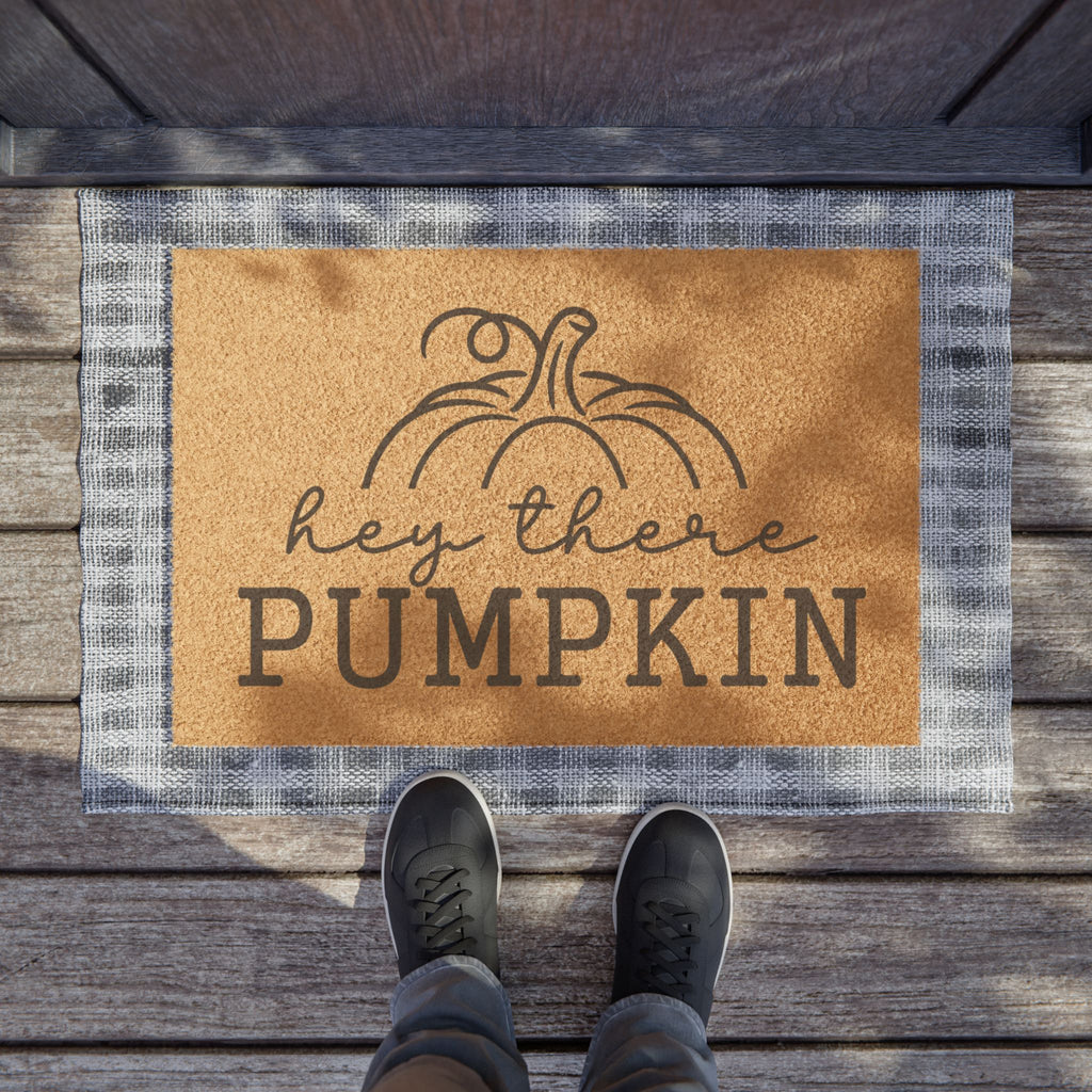 Hey There Pumpkin Doormat — Fall Welcome Coir Mat for Porch & Entryway