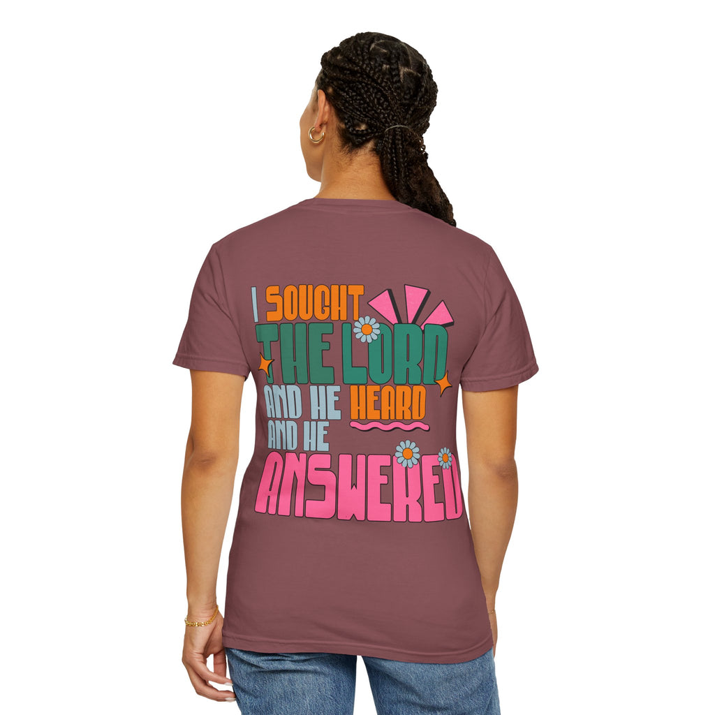 Faith Flower T‑Shirt — “I Sought The Lord And He Heard” Vintage Floral Tee