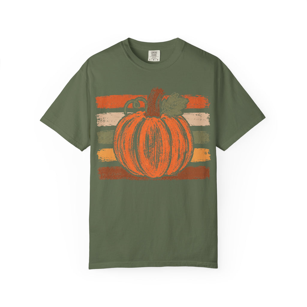 Pumpkin Retro Stripe T-Shirt — Vintage Fall Pumpkin Tee