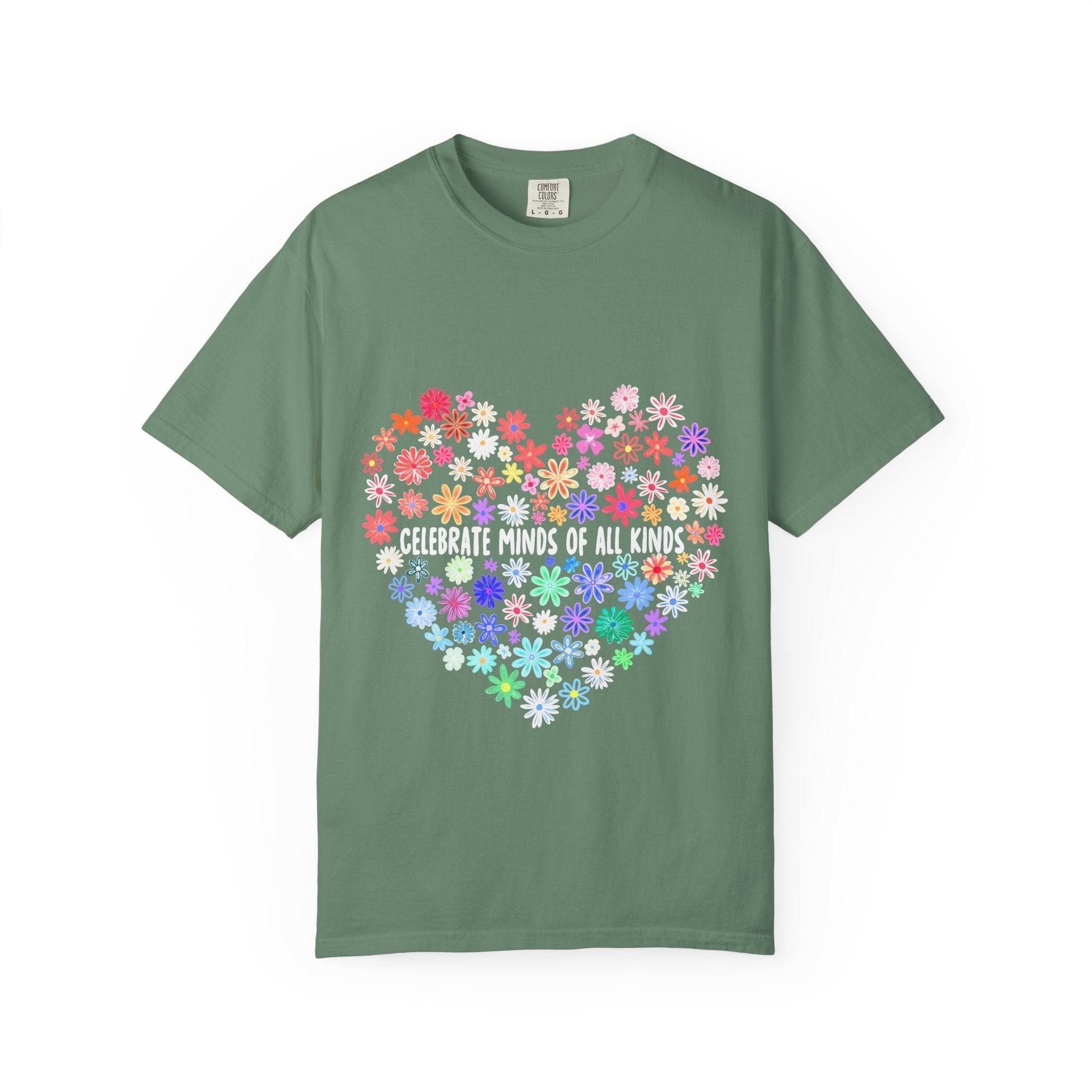 T-Shirt — "Celebrate Minds of All Kinds" Floral Heart Autism Awareness Tee