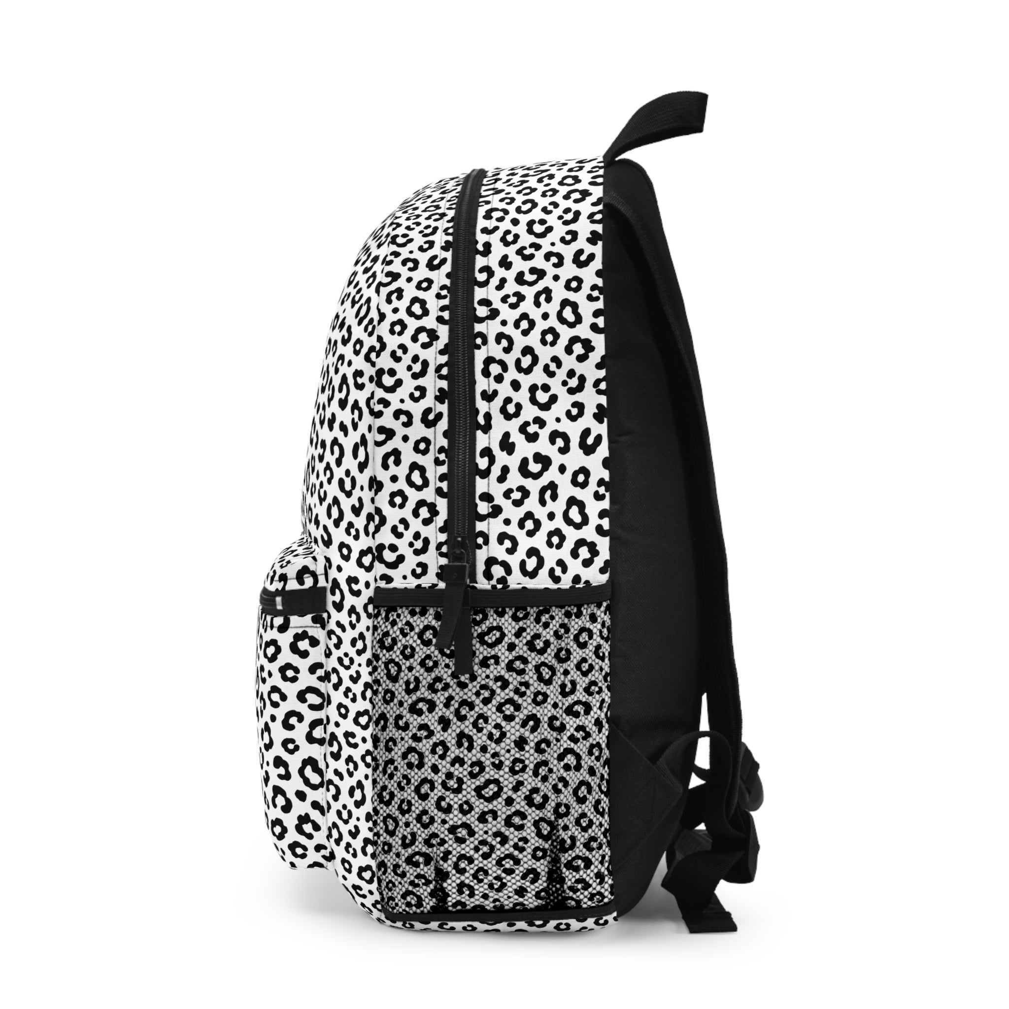 Leopard Print Backpack — Black & White Animal Pattern School Bag