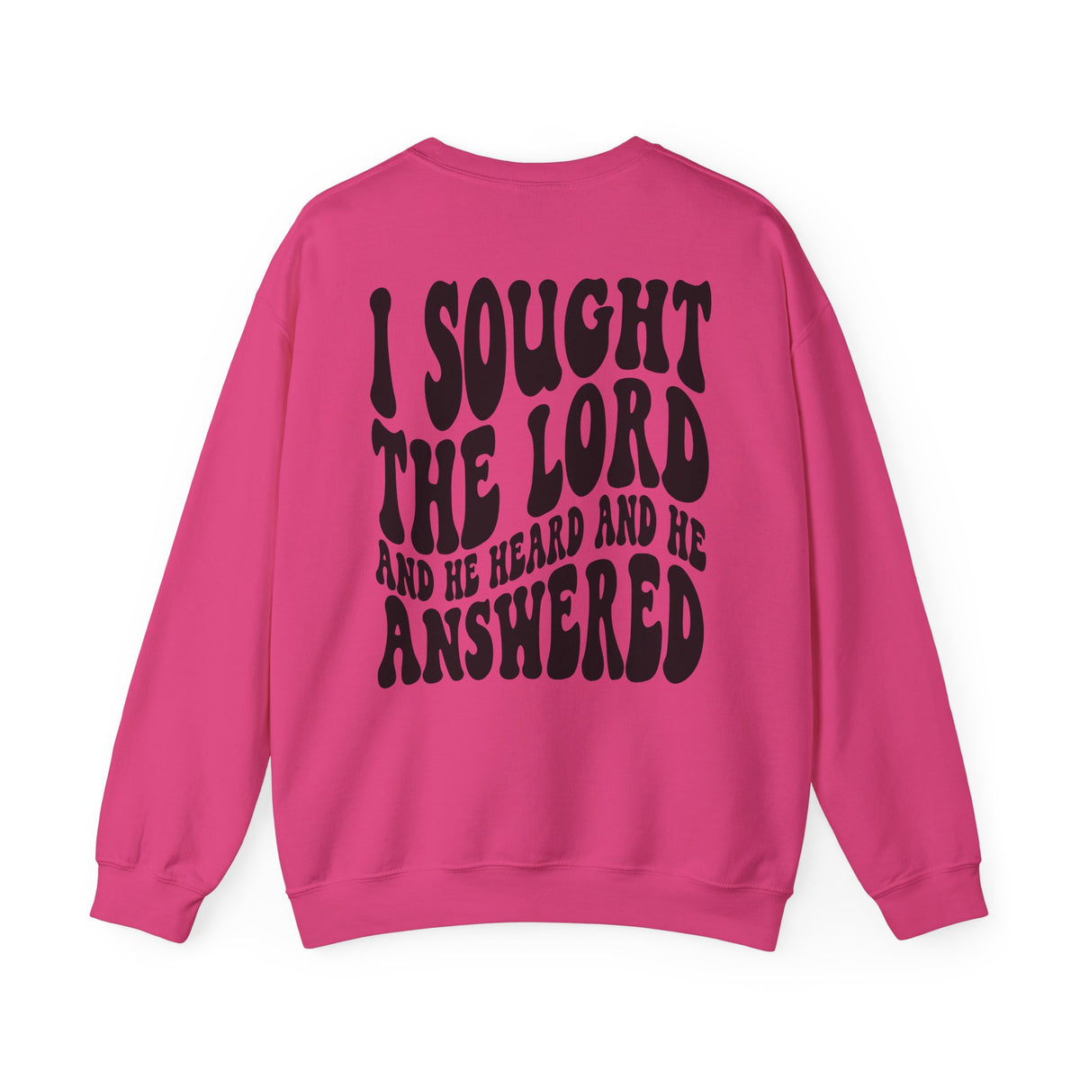 Christian Crewneck Sweatshirt — "I Sought The Lord and He Answered" Graphic