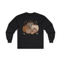Leopard & Plaid Pumpkins Long Sleeve Tee — Fall Pumpkin Patch Graphic Shirt