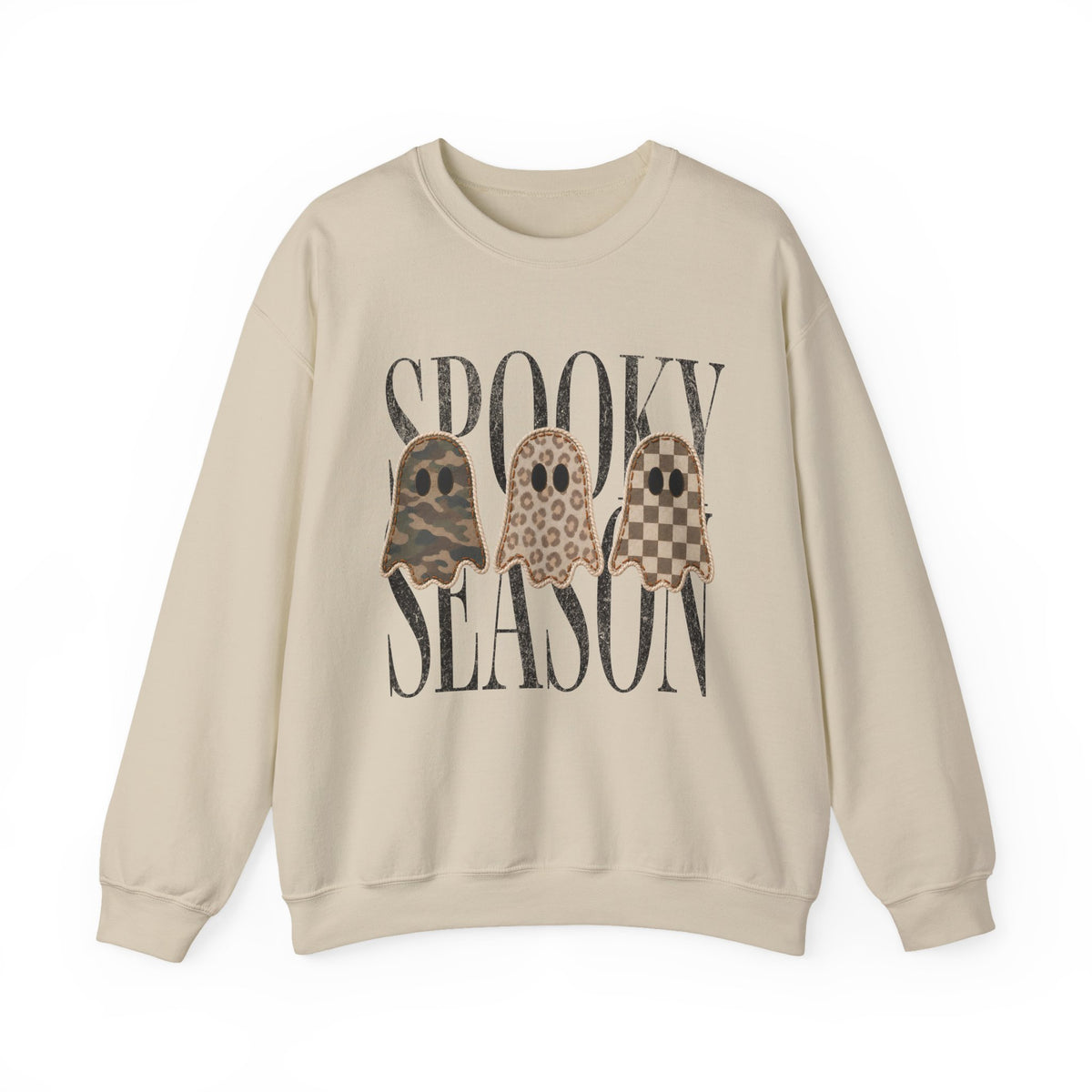 Spooky Season Crewneck Sweatshirt — Neutral Ghosts Graphic