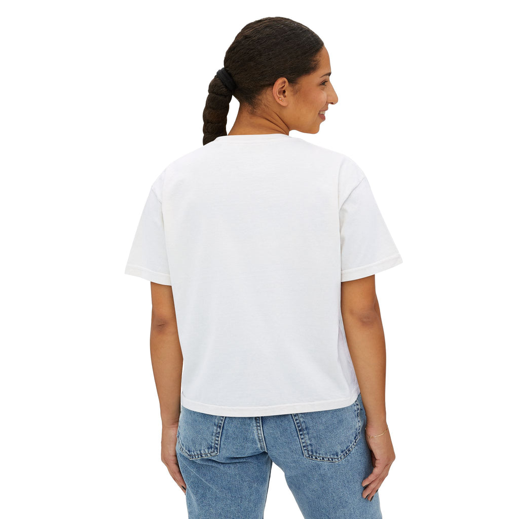 Easy Tiger Boxy Tee — Retro Striped Floral Tiger Graphic Women’s Shirt