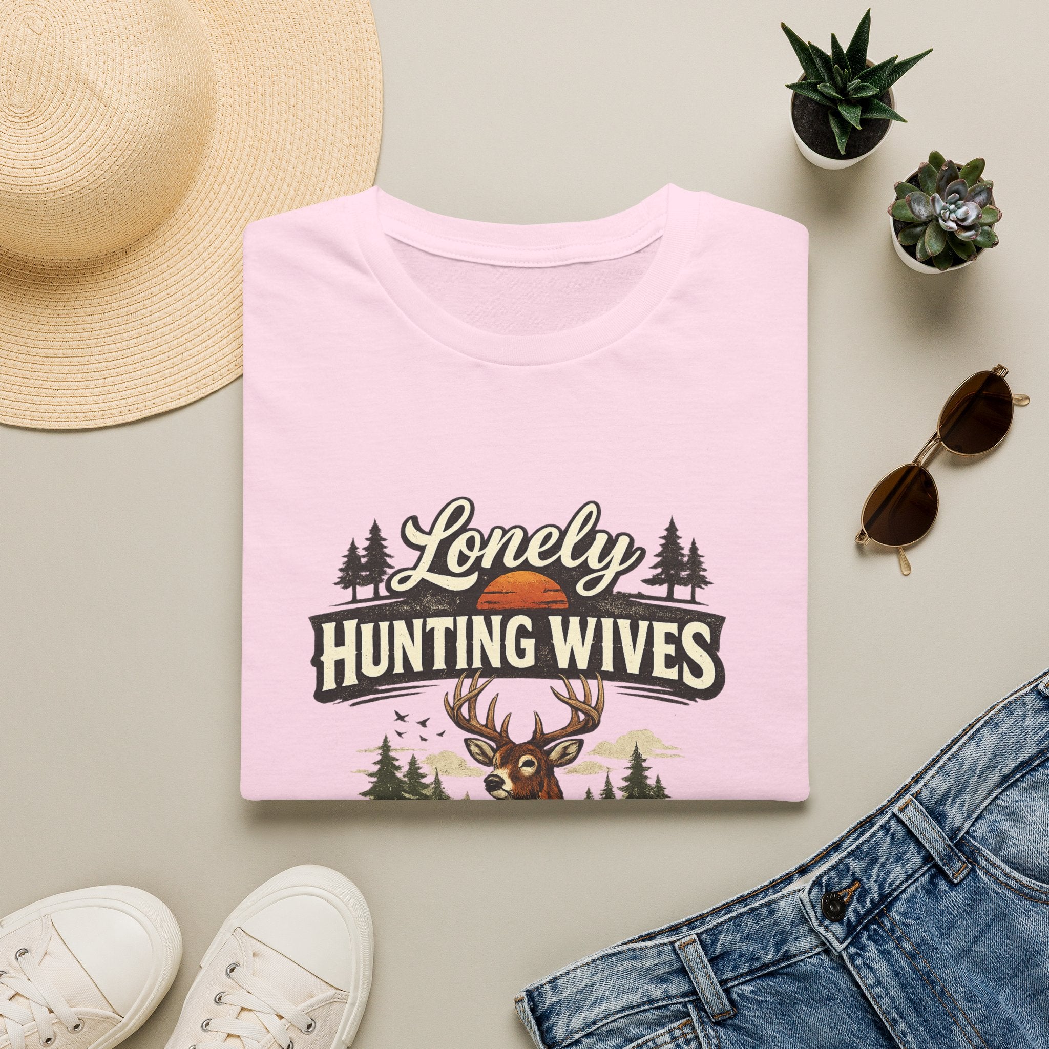 Lonely Hunting Wives T-Shirt — Funny Hunting Wife Graphic Tee