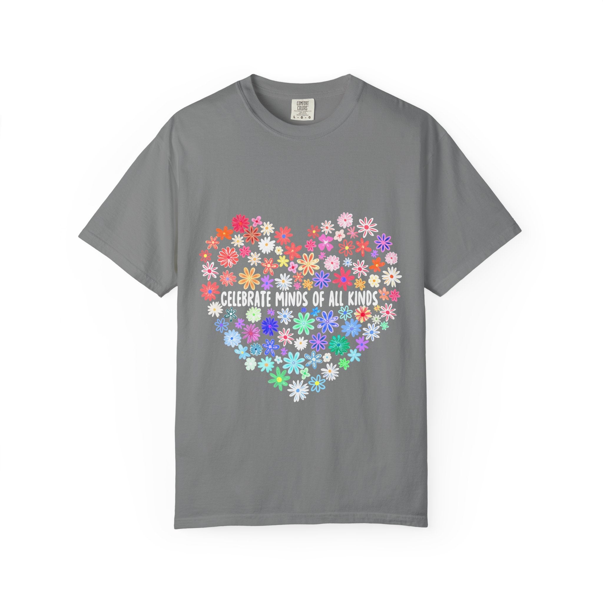 T-Shirt — "Celebrate Minds of All Kinds" Floral Heart Autism Awareness Tee