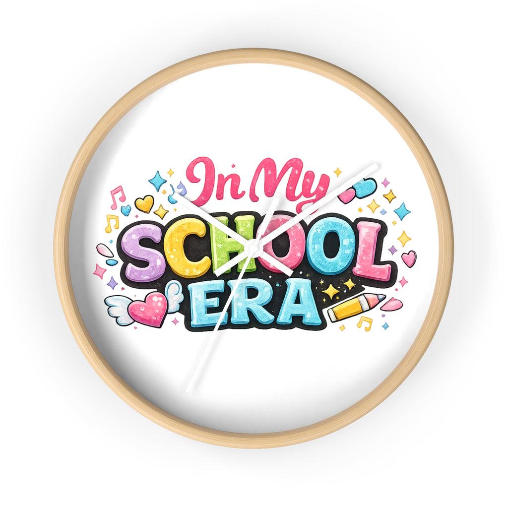 School Era Wall Clock — Cute Colorful "In My School Era" Classroom Decor