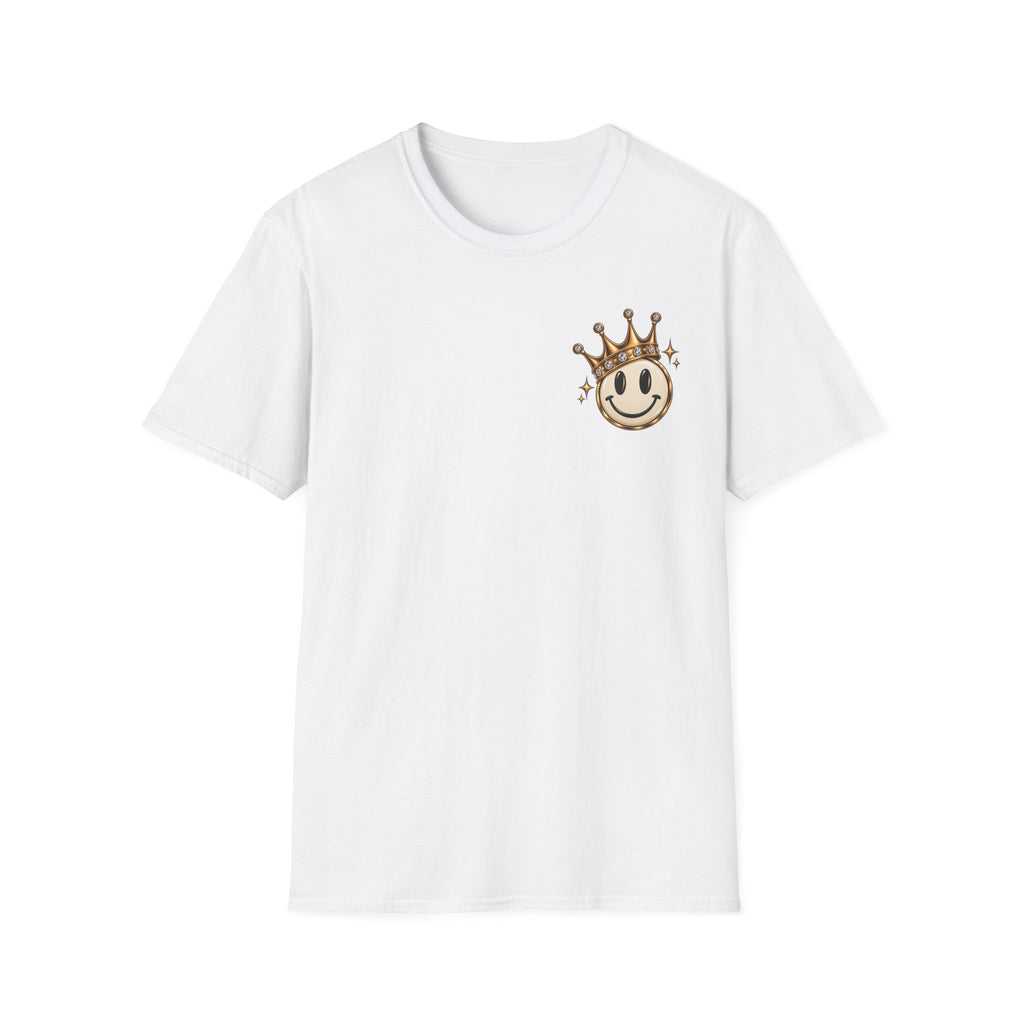 Crowned Smile Emoji T-Shirt — Cute Gold Crown Graphic Tee