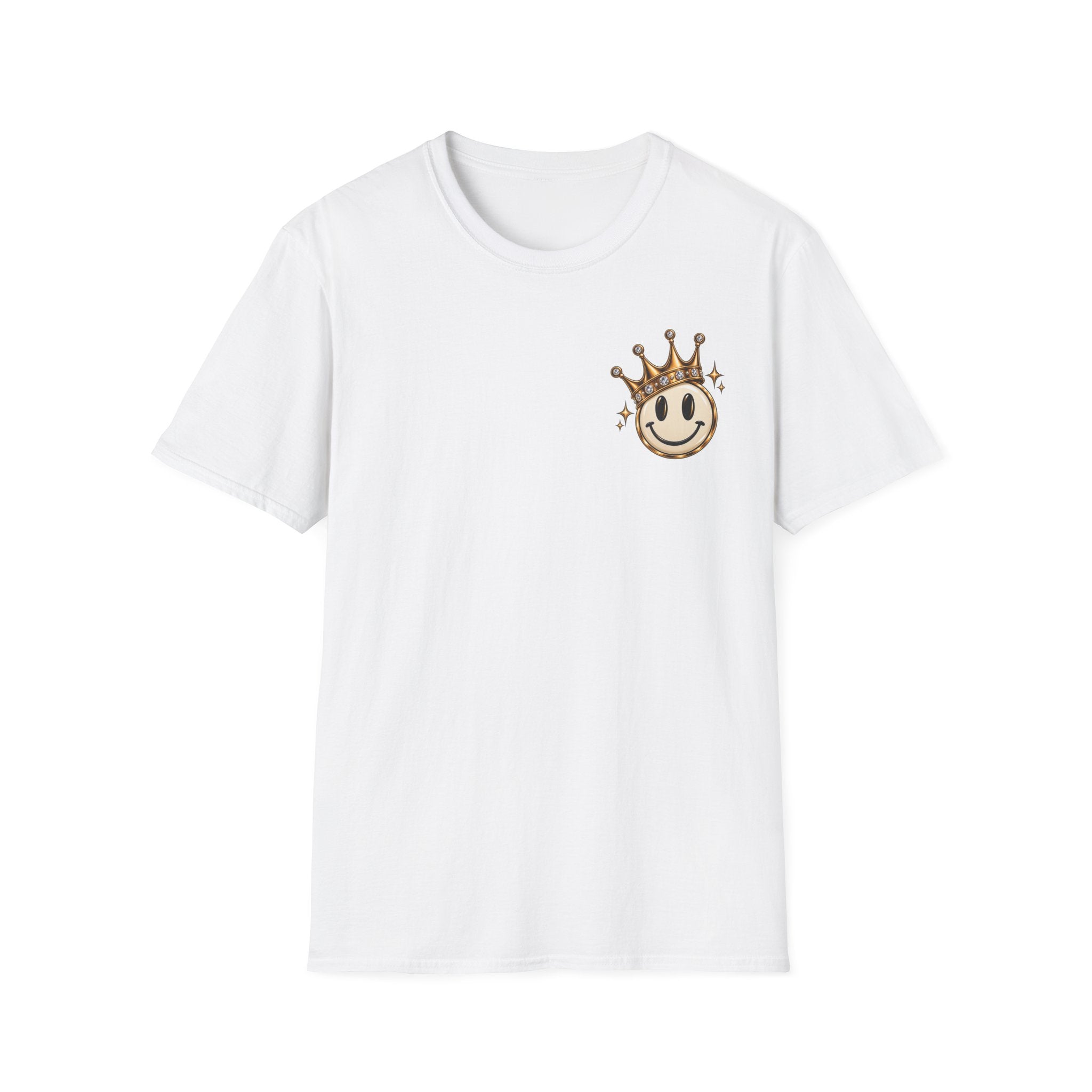 Crowned Smile Emoji T-Shirt — Cute Gold Crown Graphic Tee