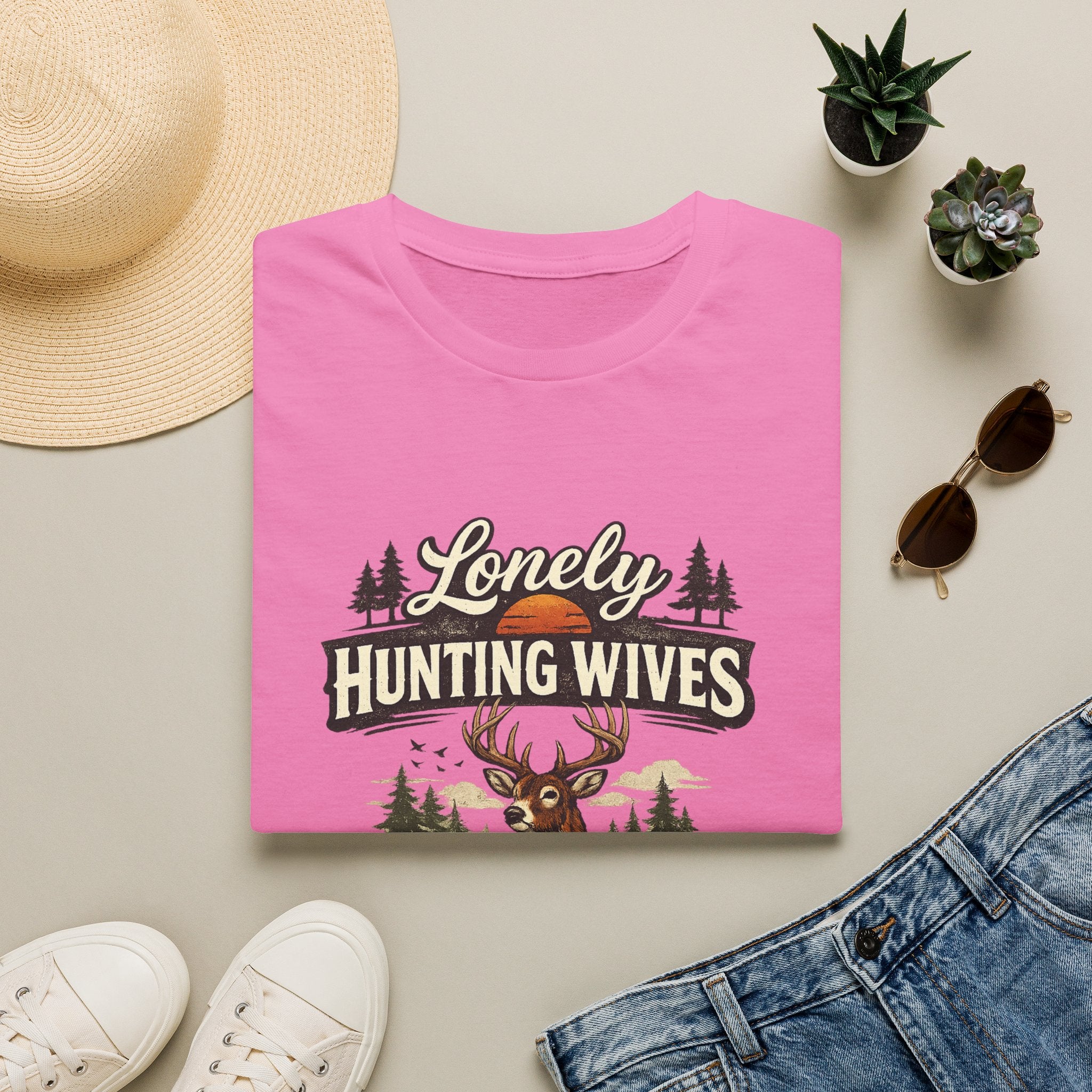 Lonely Hunting Wives T-Shirt — Funny Hunting Wife Graphic Tee