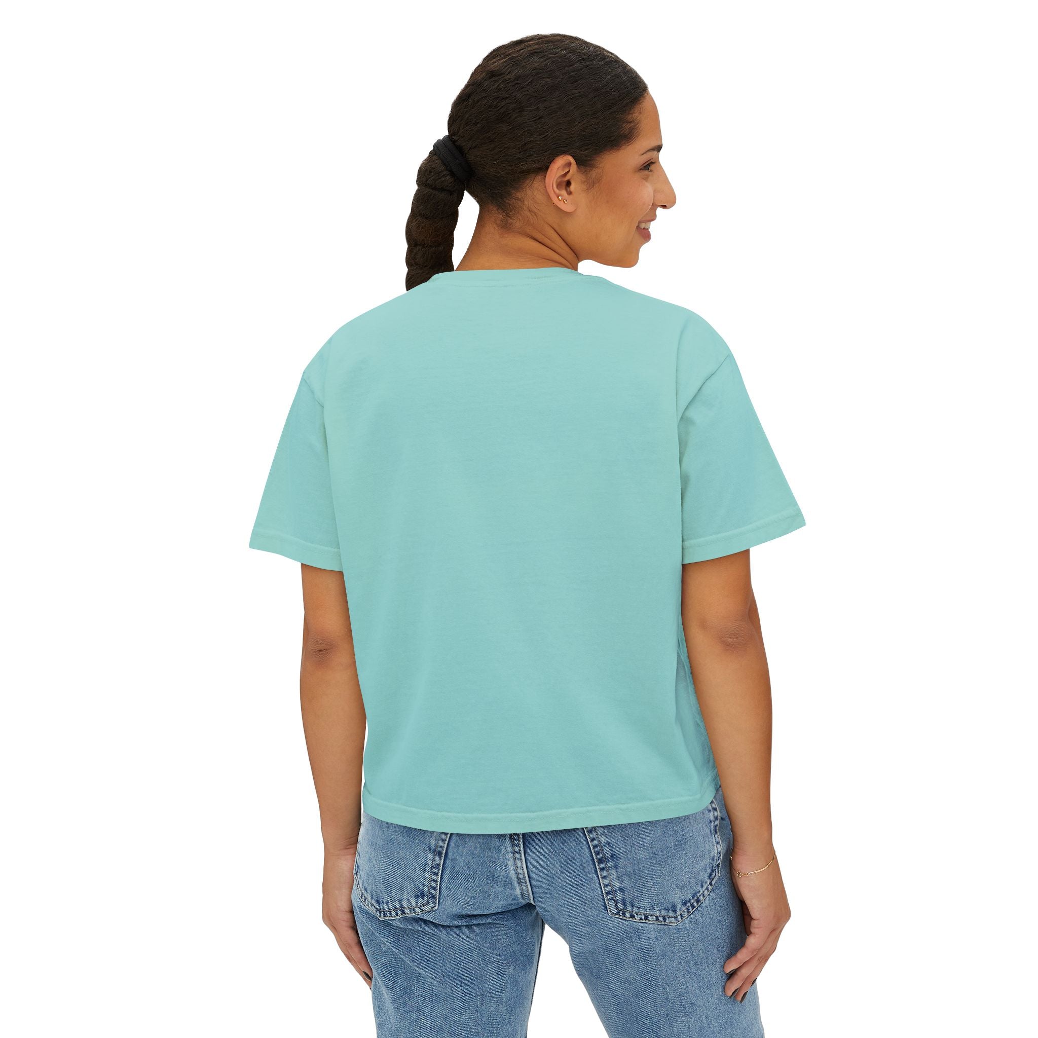 Easy Tiger Boxy Tee — Retro Striped Floral Tiger Graphic Women’s Shirt