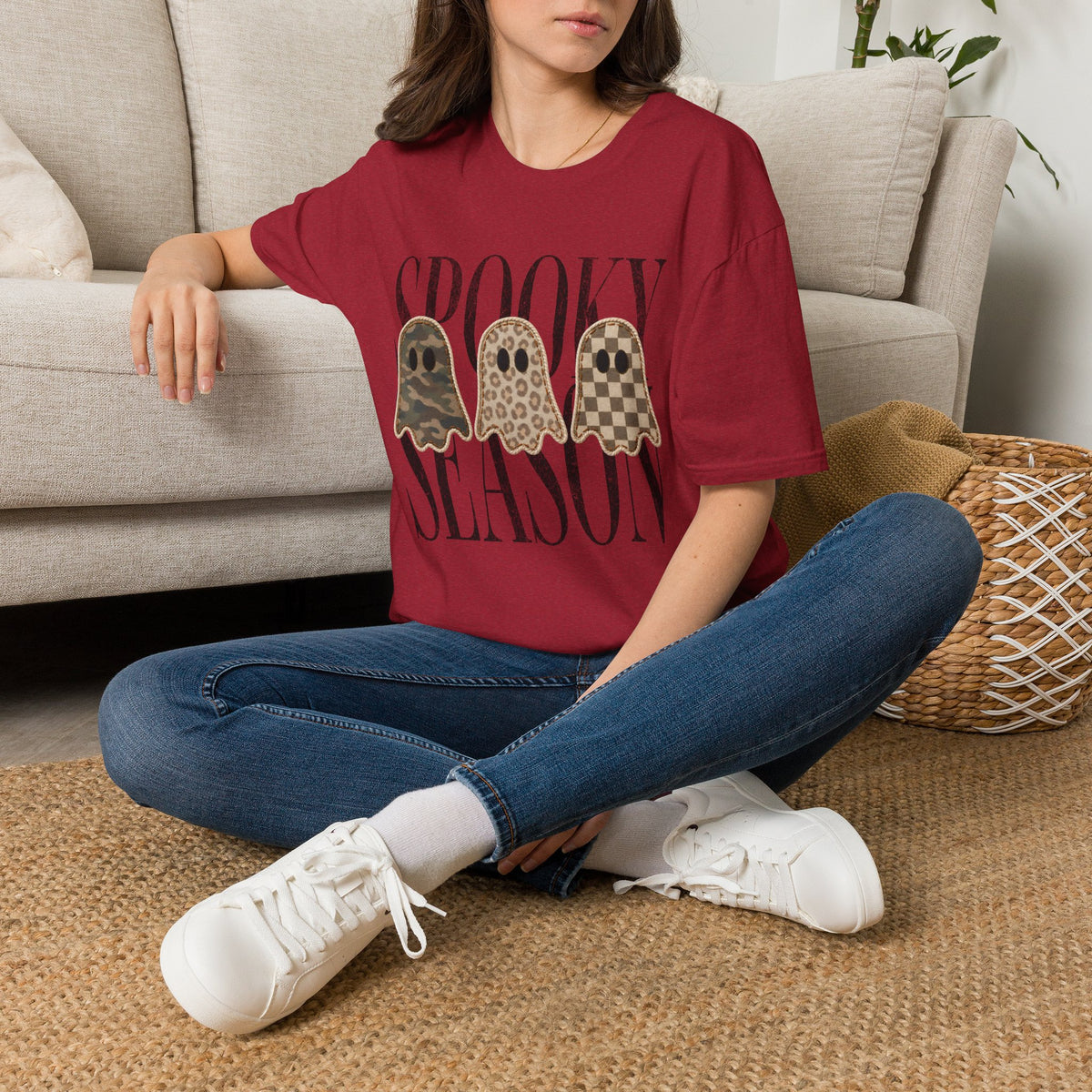 Spooky Season Tee — Leopard, Camo & Checker Ghosts Halloween T-Shirt