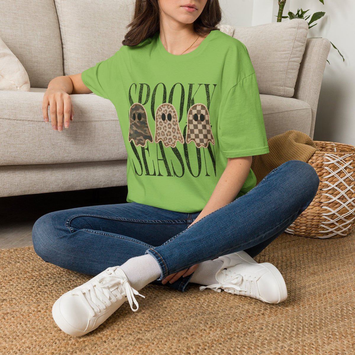 Spooky Season Tee — Leopard, Camo & Checker Ghosts Halloween T-Shirt