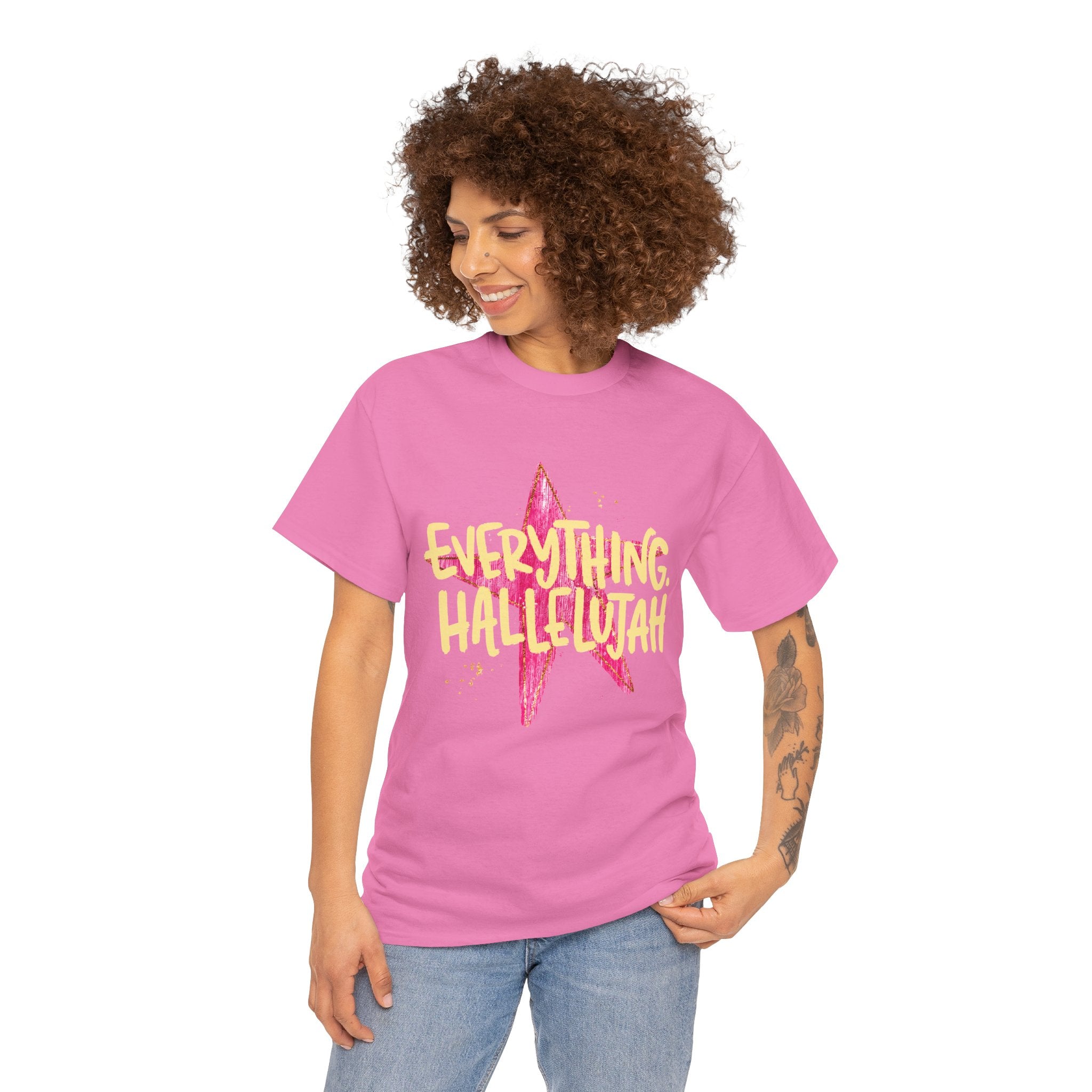 Everything Hallelujah T‑Shirt — Pink Star Graphic Tee