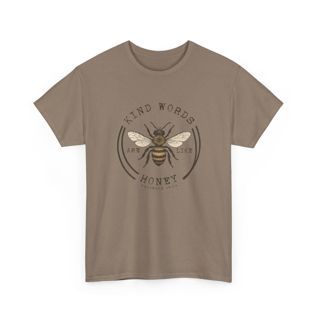Bee Graphic Tee — "Kind Words Are Like Honey" Vintage Botanical Shirt