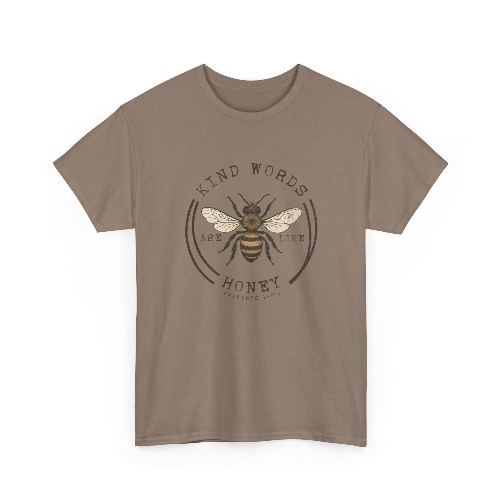 Bee Graphic Tee — "Kind Words Are Like Honey" Vintage Botanical Shirt