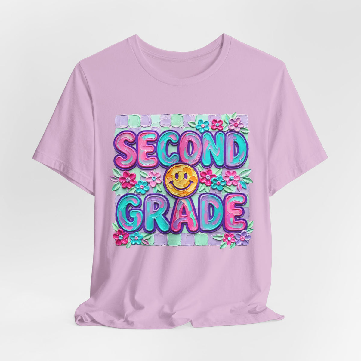 Second Grade Smiley Tee — Colorful Back-to-School Shirt for Kids