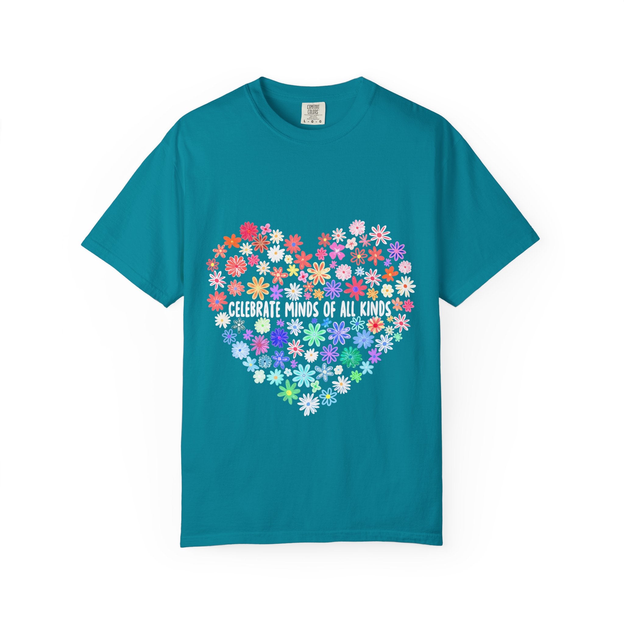 T-Shirt — "Celebrate Minds of All Kinds" Floral Heart Autism Awareness Tee