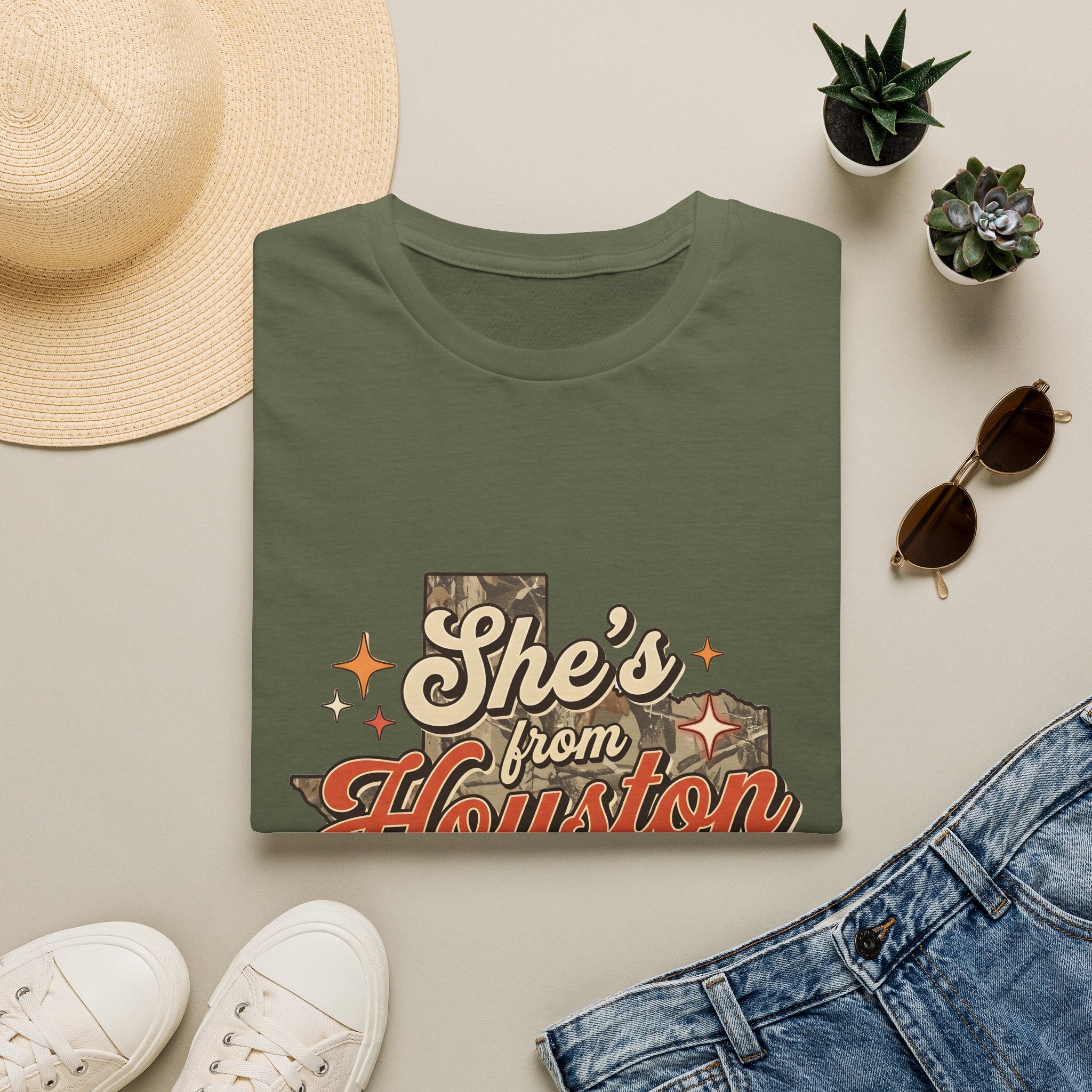 She's From Houston T-Shirt — Retro Texas Pride Graphic Tee