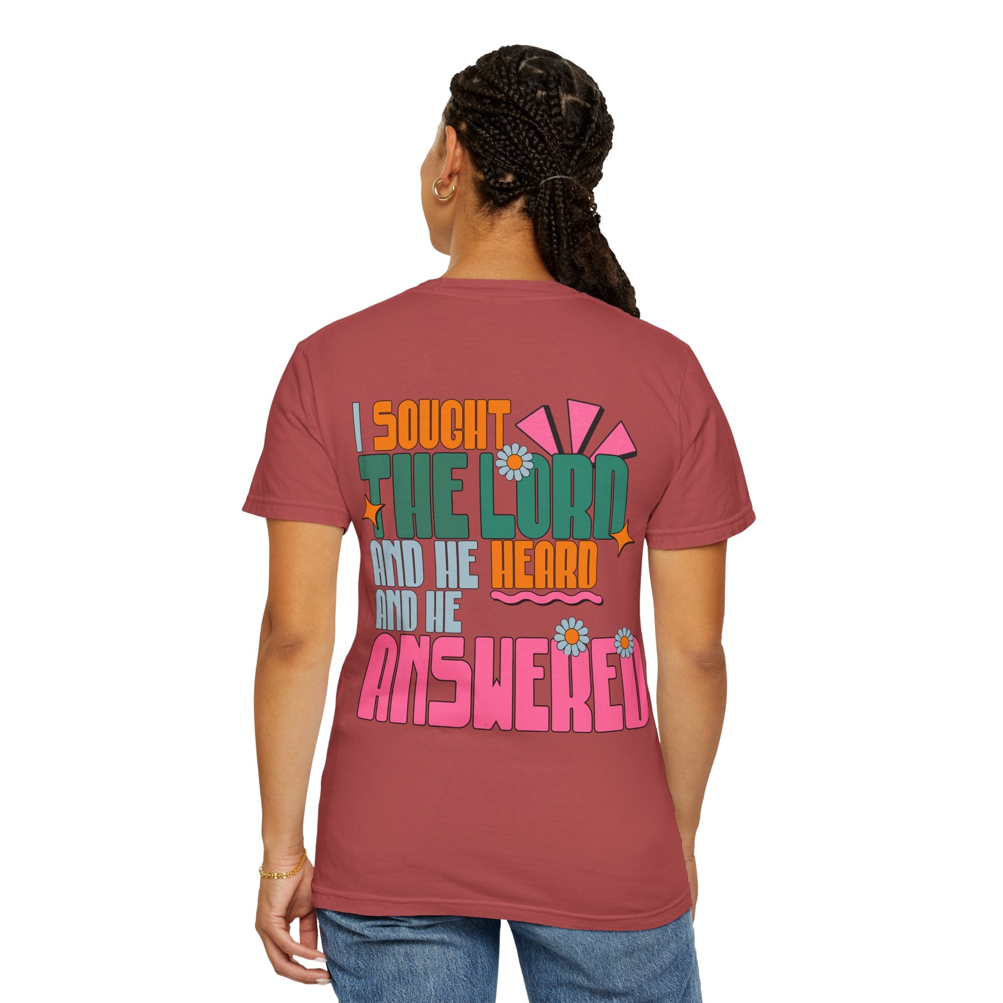 Faith Flower T‑Shirt — “I Sought The Lord And He Heard” Vintage Floral Tee