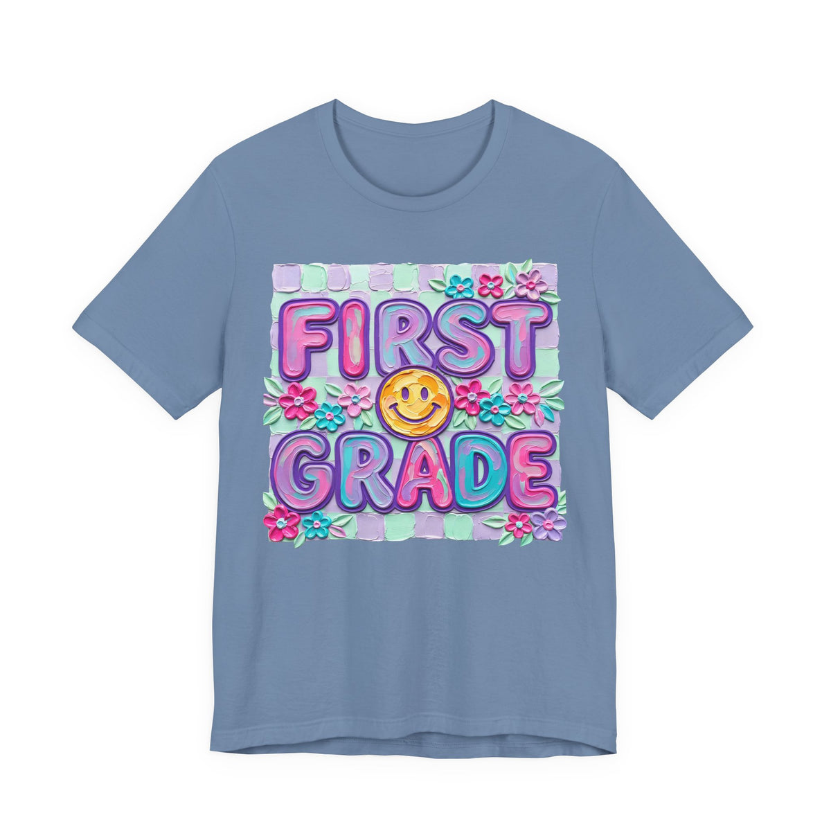 First Grade T-Shirt — Cute Smiley Back-to-School Tee for Kids