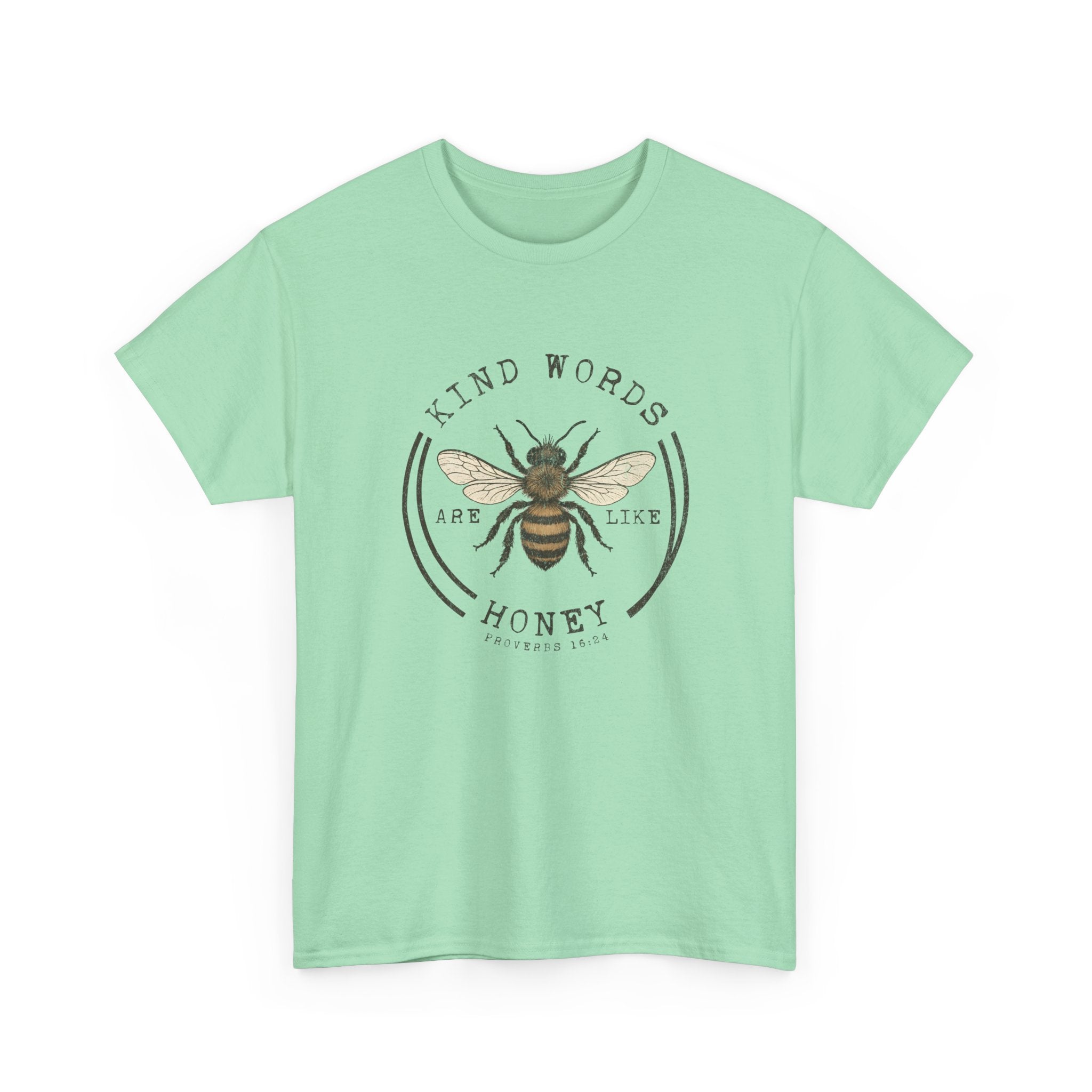 Bee Graphic Tee — "Kind Words Are Like Honey" Vintage Botanical Shirt