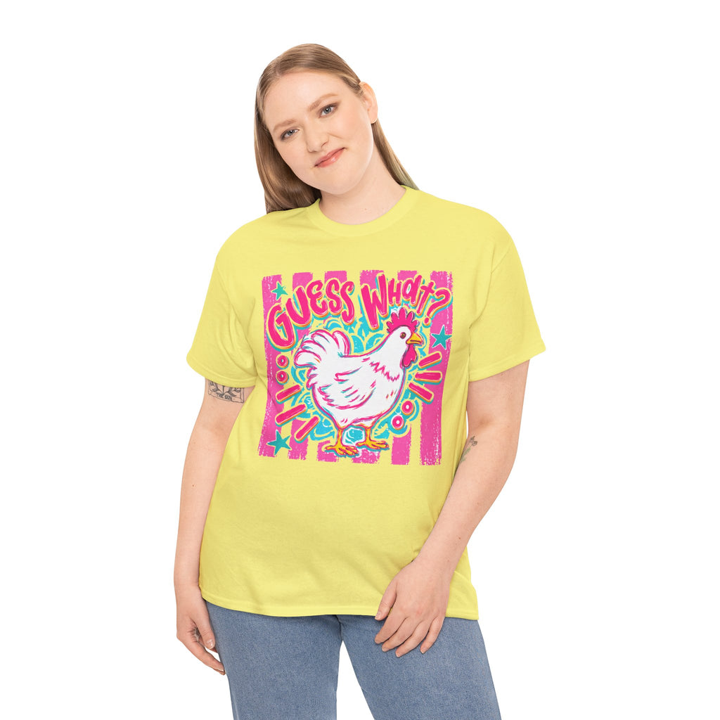 Chicken Butt Graphic Tee — "Guess What? Chicken Butt" Funny Retro Pink Shirt