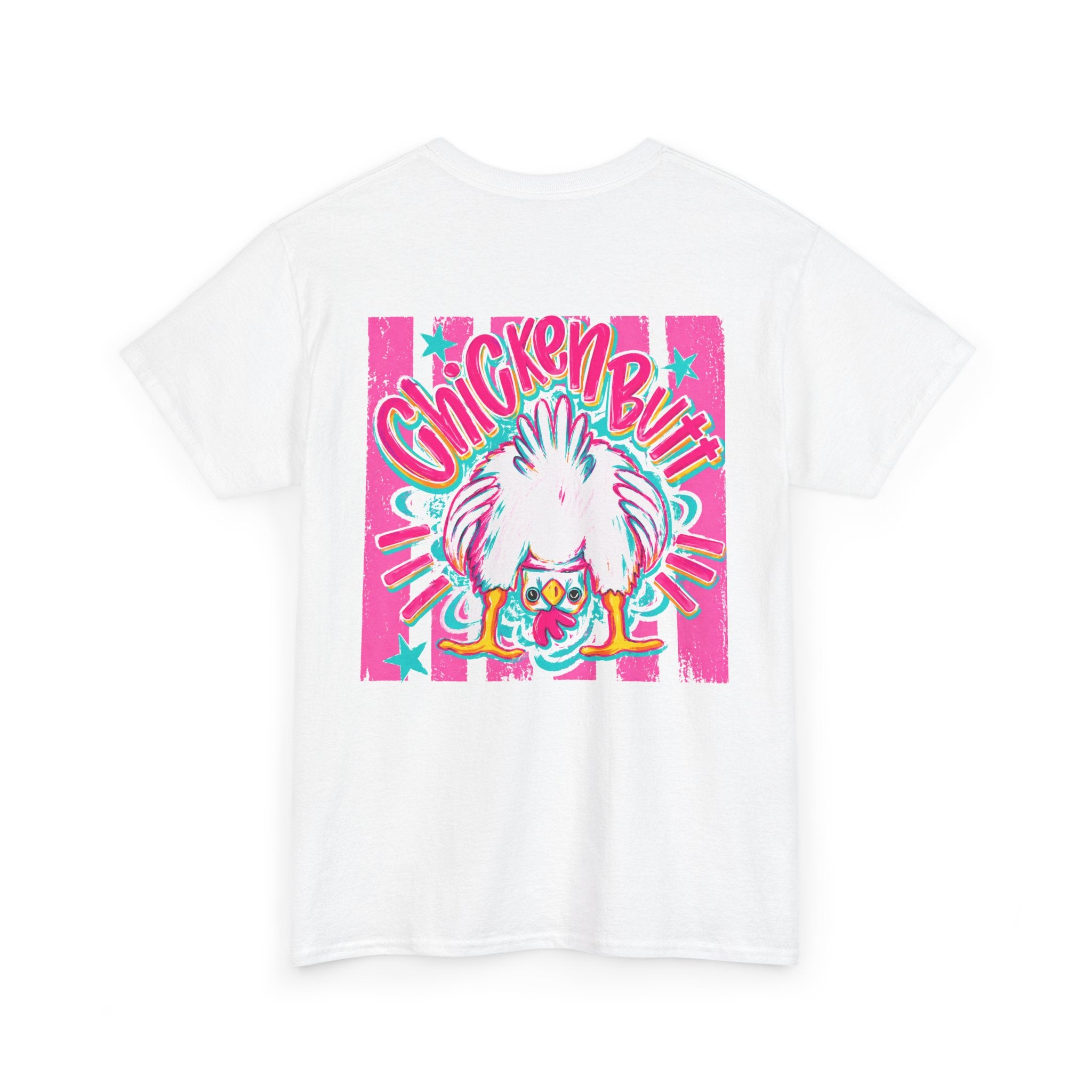 Chicken Butt Graphic Tee — "Guess What? Chicken Butt" Funny Retro Pink Shirt