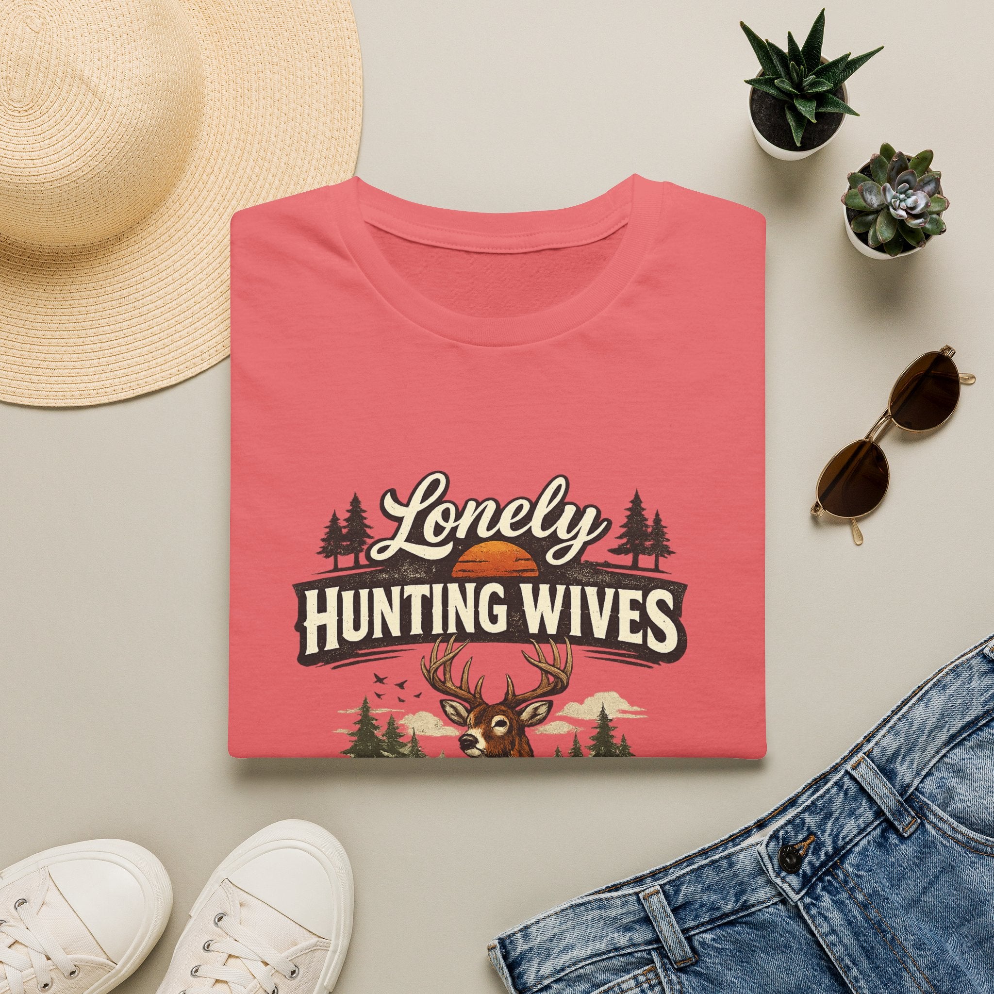 Lonely Hunting Wives T-Shirt — Funny Hunting Wife Graphic Tee