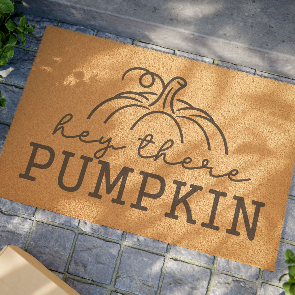 Hey There Pumpkin Doormat — Fall Welcome Coir Mat for Porch & Entryway