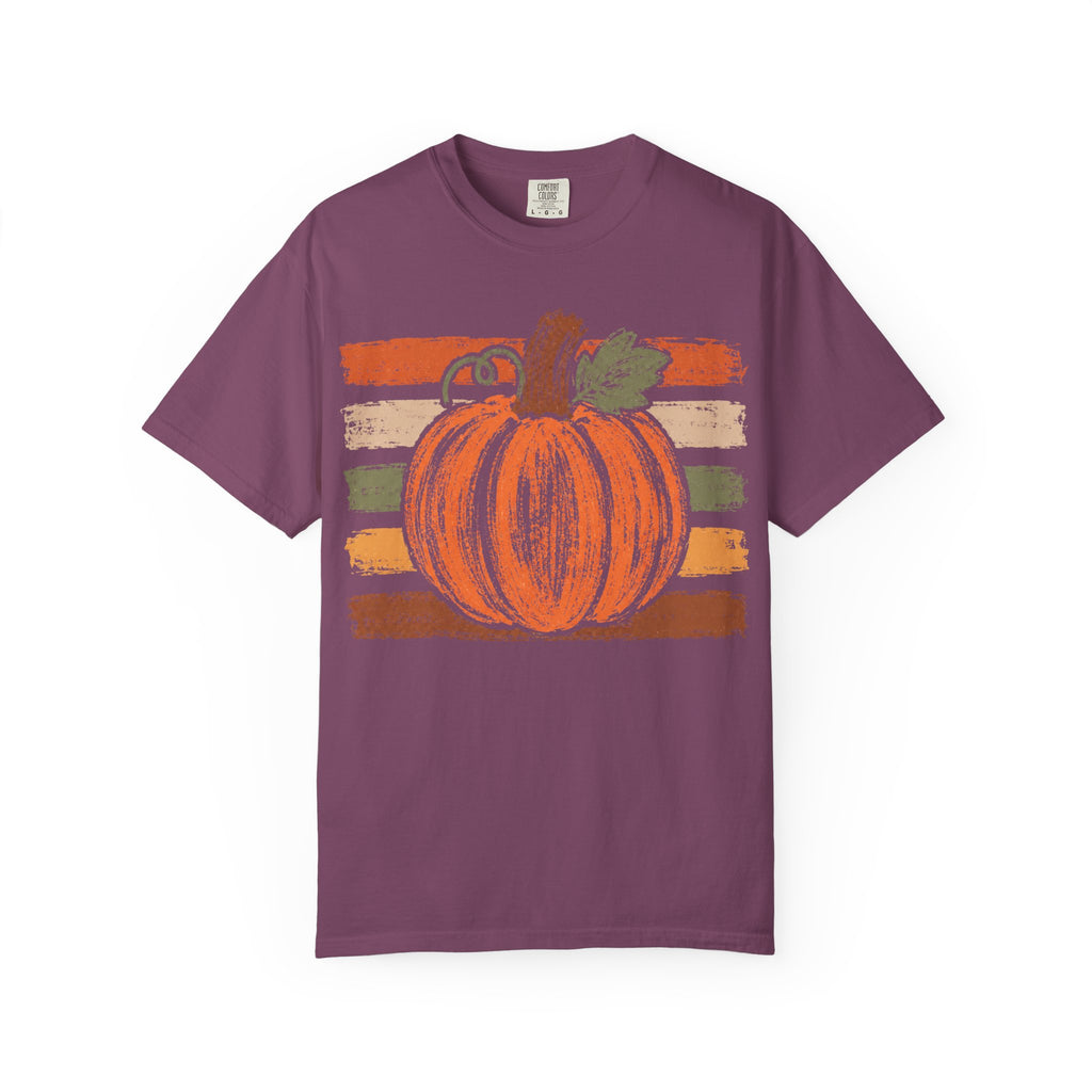 Pumpkin Retro Stripe T-Shirt — Vintage Fall Pumpkin Tee