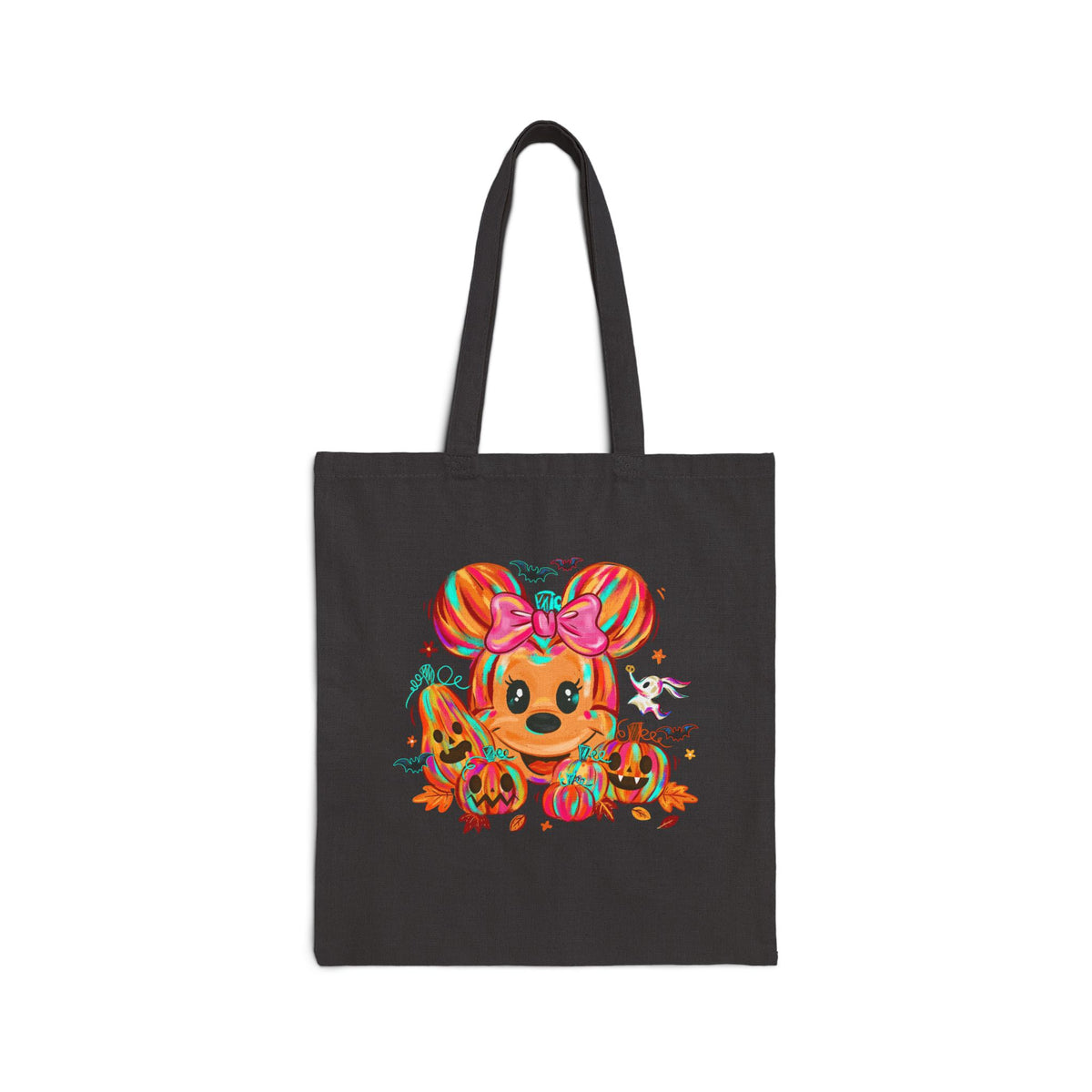Halloween Mouse Pumpkin Tote Bag — Cute Spooky Cotton Canvas Tote