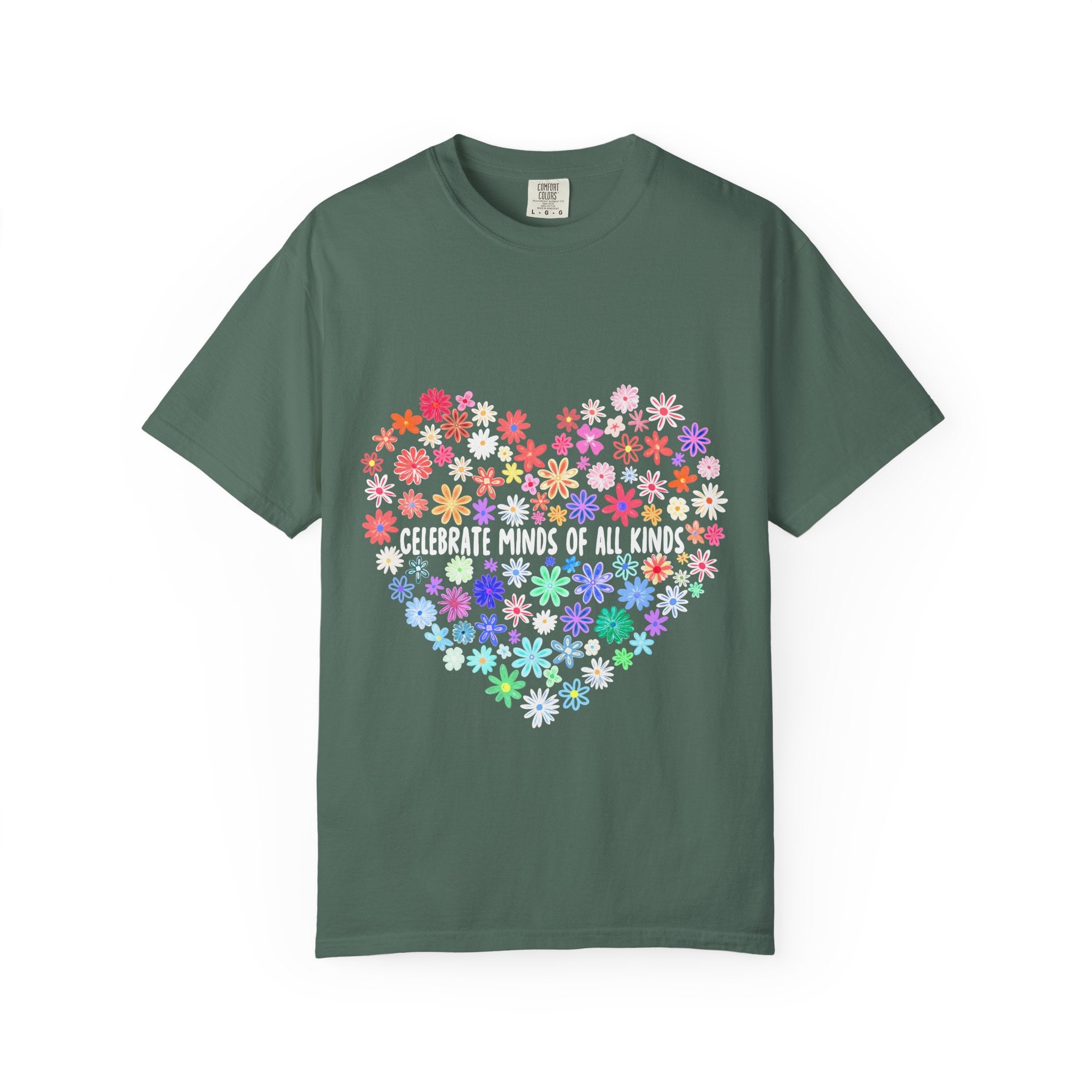 T-Shirt — "Celebrate Minds of All Kinds" Floral Heart Autism Awareness Tee