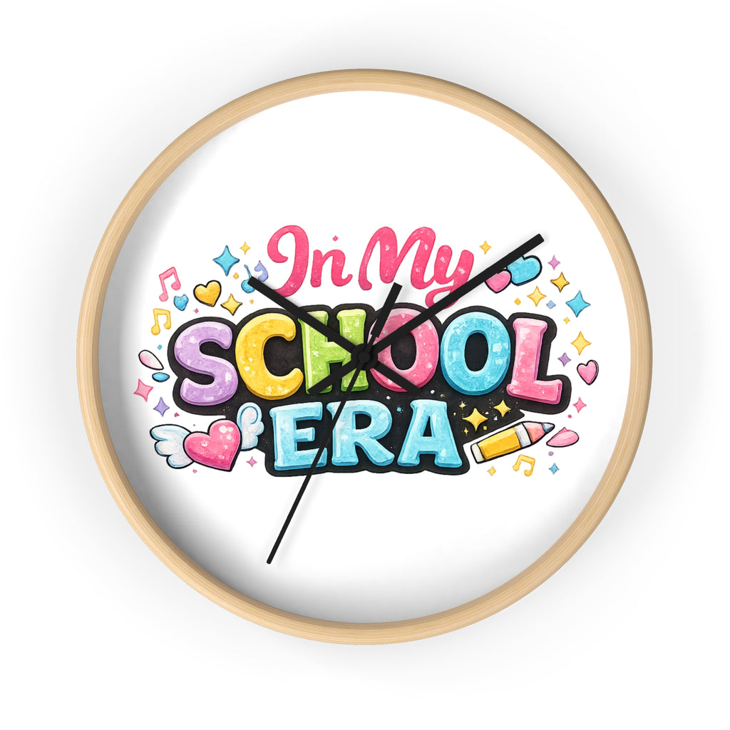 School Era Wall Clock — Cute Colorful "In My School Era" Classroom Decor