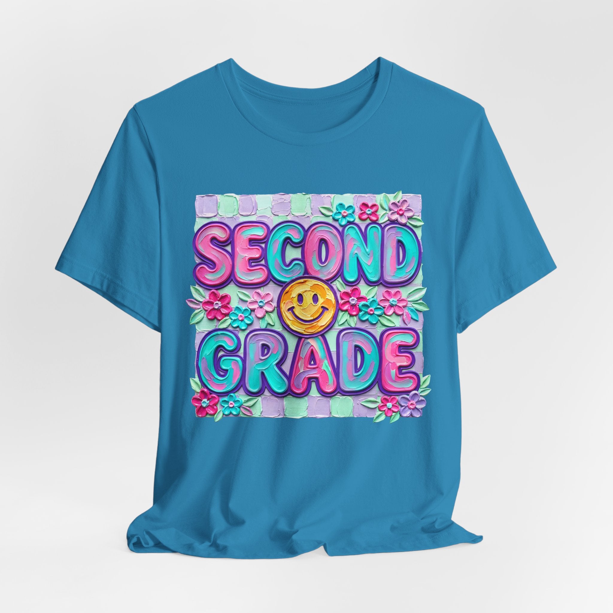 Second Grade Smiley Tee — Colorful Back-to-School Shirt for Kids